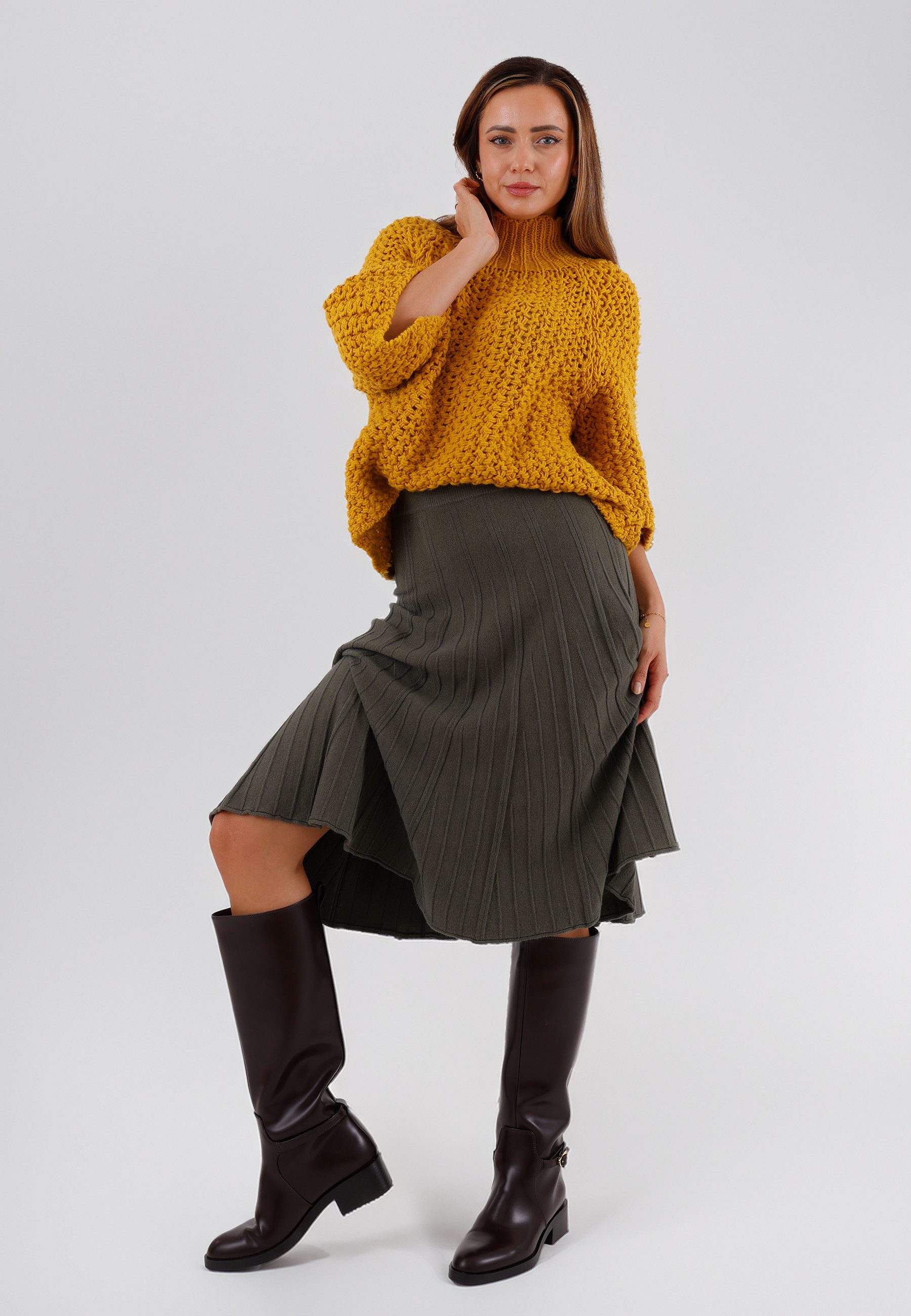 YC Fashion & Style Strickrock Eleganter Midirock aus Feinstrick - elastisch günstig online kaufen