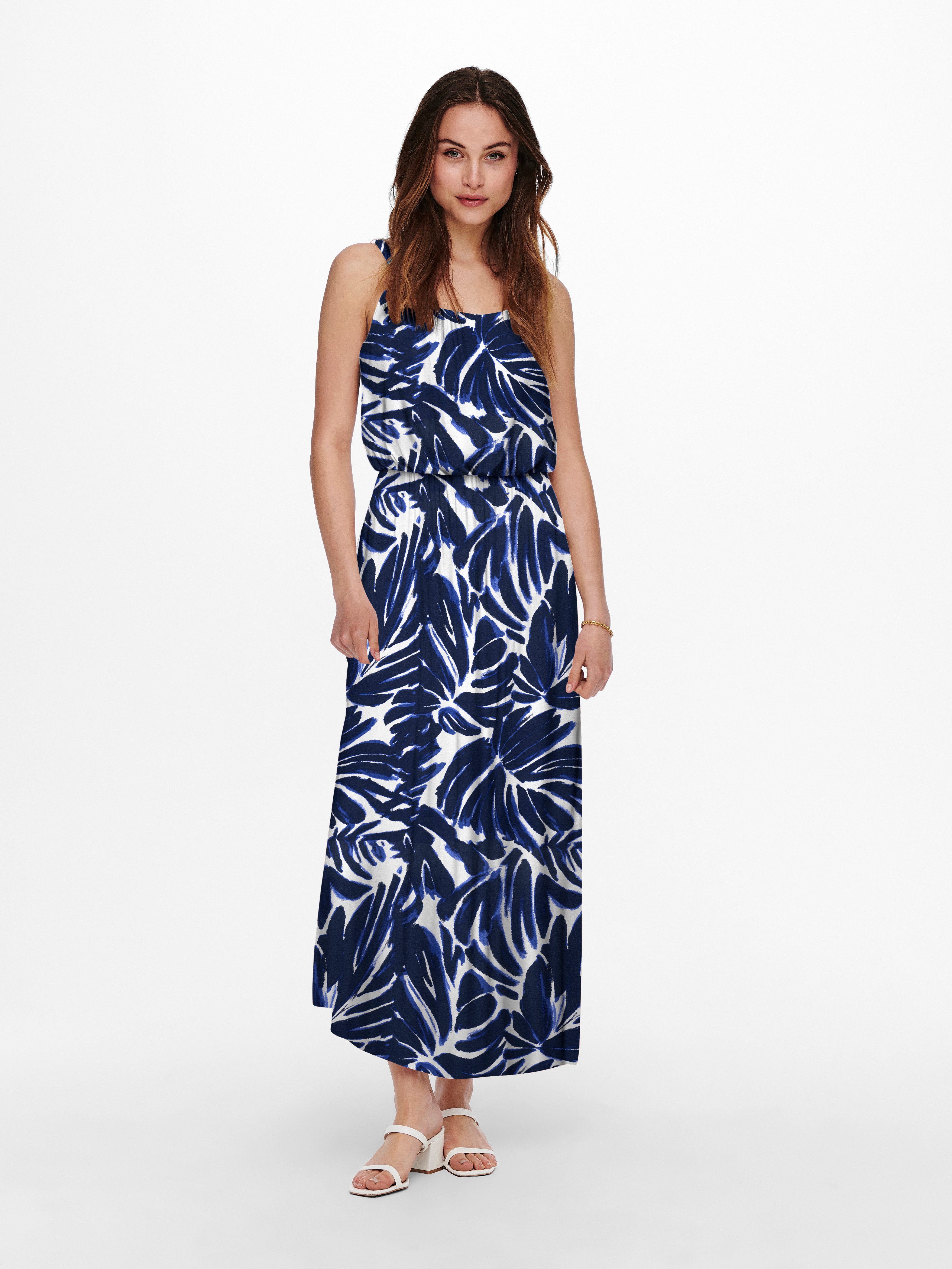 ONLY Maxikleid ONLNOVA LIFE VIS STRAP MAXI DRESS AOP Viskose, regular fit, Rundhals