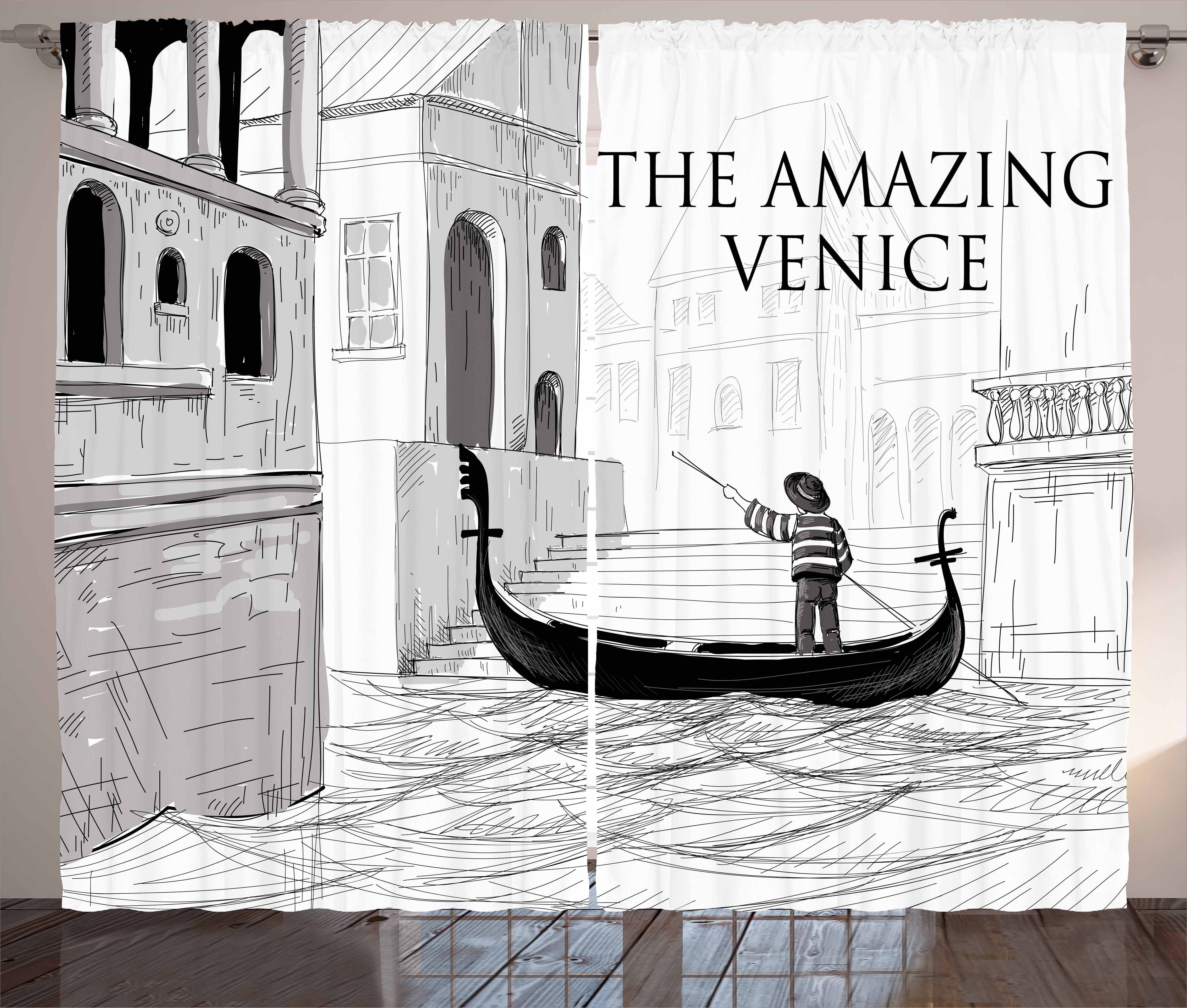 Gardine Schlafzimmer Kräuselband Vorhang Venedig mit und Kinder Abakuhaus, Haken, Canals Schlaufen Gondoliere