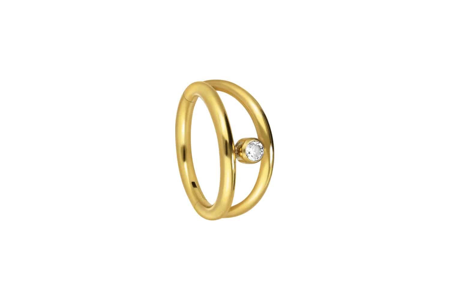 Piercing-Set Titan Segmentring Clicker 2 RINGE + KRISTALL