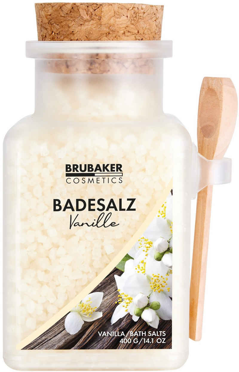 BRUBAKER Badesalz Vanille Duft - Badezusatz mit natürlichen Extrakten, 1-tlg., Wellness Baden für Entspannung, Erholung und Körperpflege