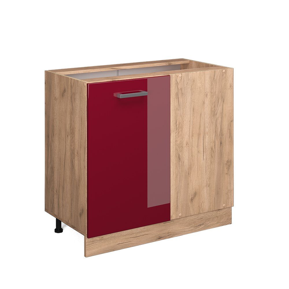 Vicco Eckunterschrank R-Line, Bordeaux Hochglanz/Goldkraft Eiche, günstig online kaufen