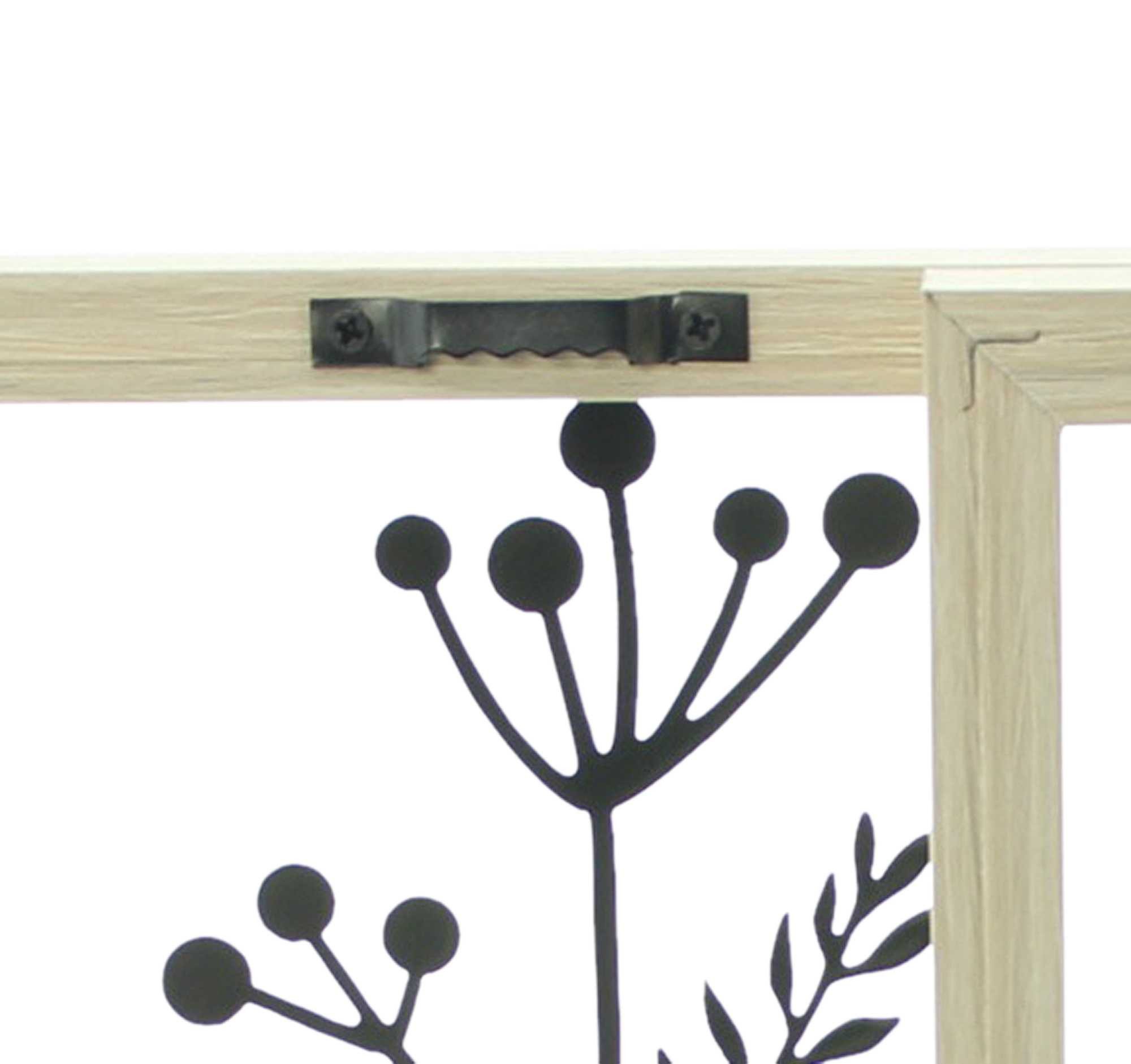 Dekoleidenschaft Wanddekoobjekt "Vase" Metall Wanddeko schwarz mit Holz Rahmen, Metallbild, Wandbilder (2 St., im Set), Wandobjekt für Wohnzimmer, Flur, Büro, W – Bild 5 von 5