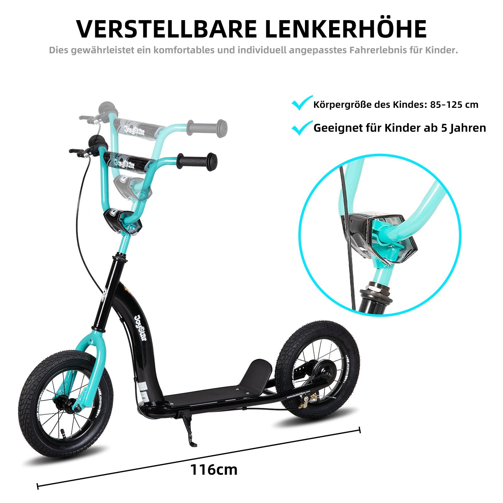 JOYSTAR Skateboard Vierfarbiger JOYSTAR Kinderscooter 12 Zoll für Outdoor-Spielspaß