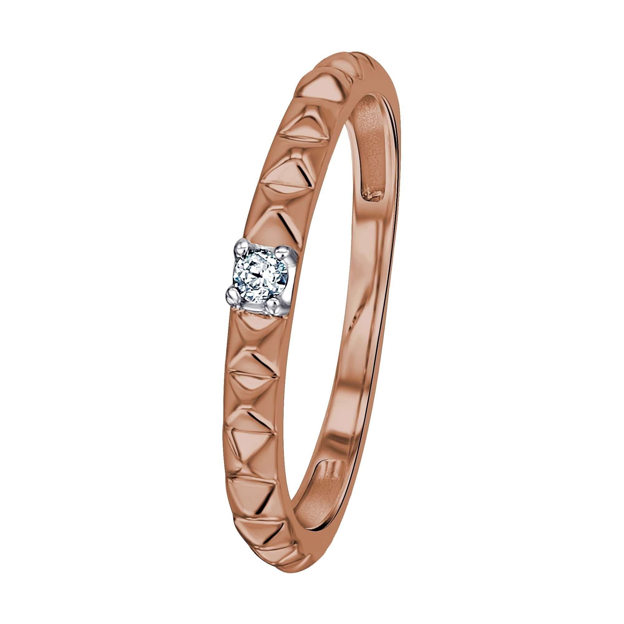 ONE ELEMENT Diamantring 0,04 ct Diamant Brillant Ring 585 Roségold, Damen Gold Schmuck | Fingerringe