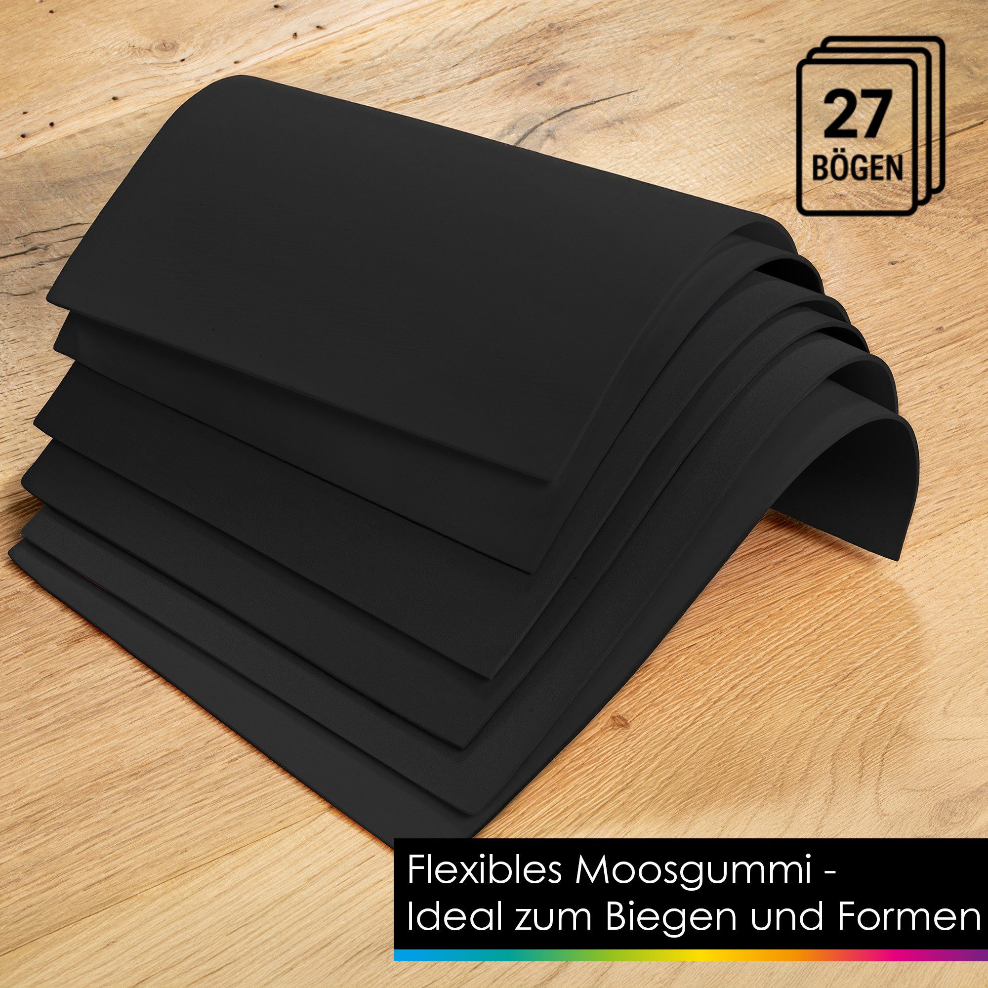 OfficeTree Moosgummi OfficeTree 27x Moosgummi schwarz 2mm - schwarzer Schaumstoff