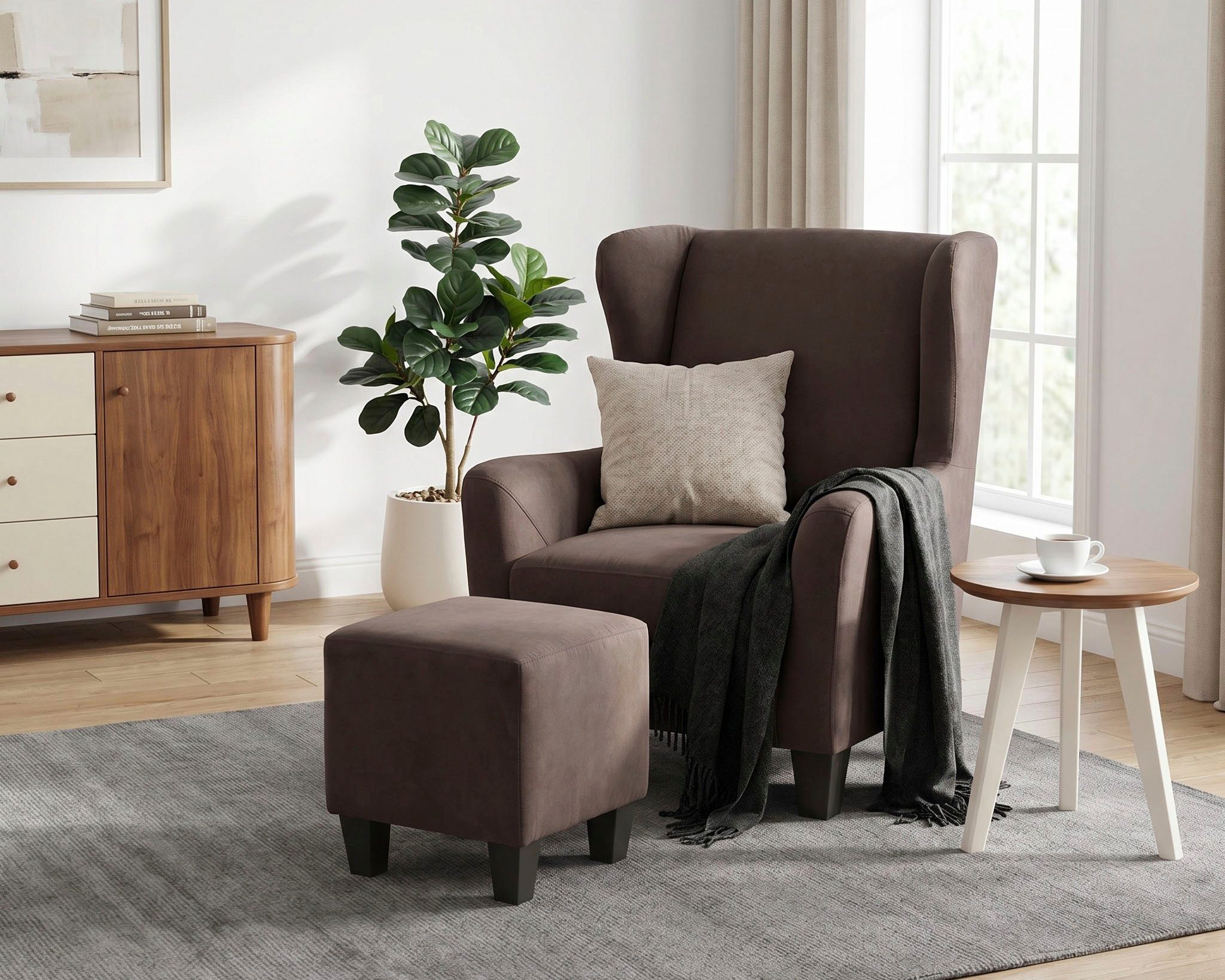 OTTO home Ohrensessel CHILLY, Microfaser-Bezug, Sessel mit Hocker (Set, 2-St., bestehend aus Sessel und Hocker), Unser Dauertiefpreis