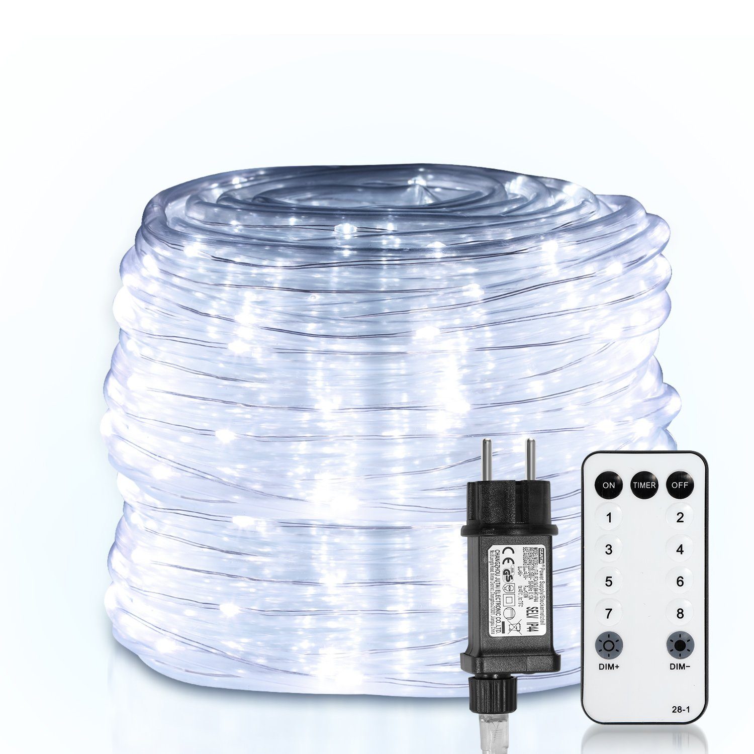 Lospitch LED-Lichterschlauch LED Lichterschlauch LED Lichterkette 8 Modi IP65 Wasserdicht Dekor Kaltweiß | Lichtschläuche