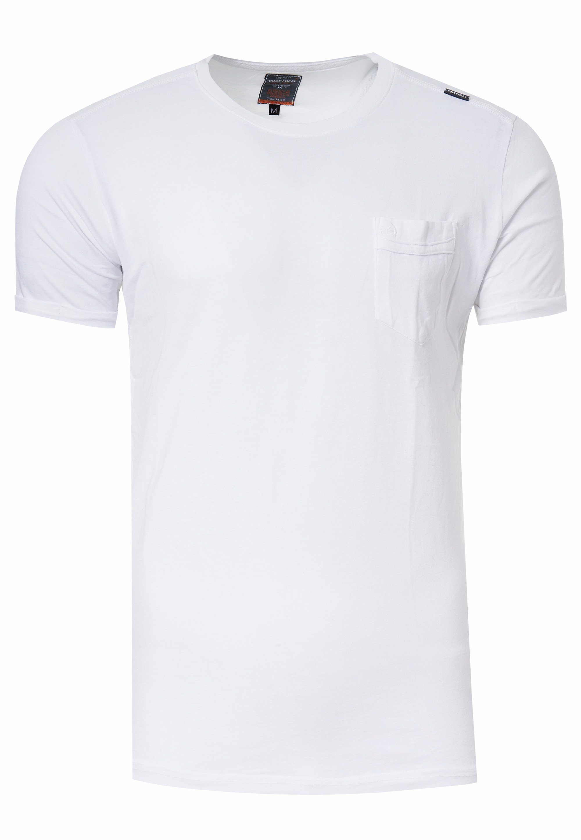 Rusty Neal T-Shirt mit aufgesetzter weiß Brusttasche