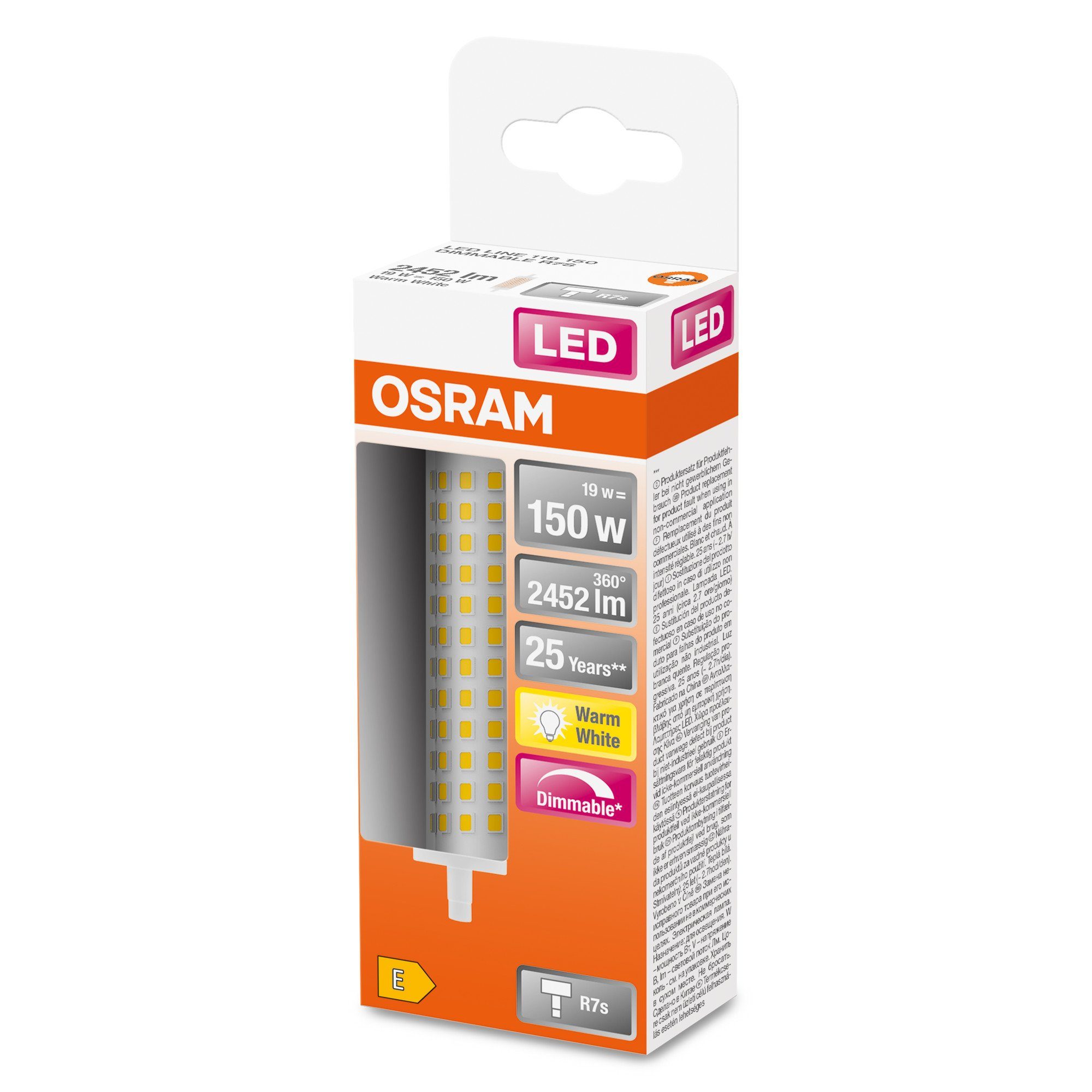 Osram LED-Leuchtmittel Superstar LED R7s Lampe 118 mm dimmbar, R7s, Warmweiß