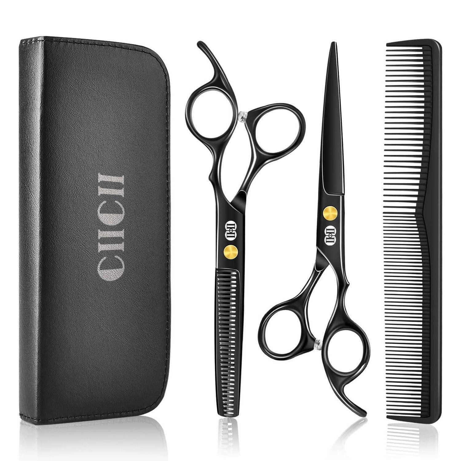 LuxusKollektion Scheren-Set Friseurscheren Set 6,7 Zoll Profi Schwarzes