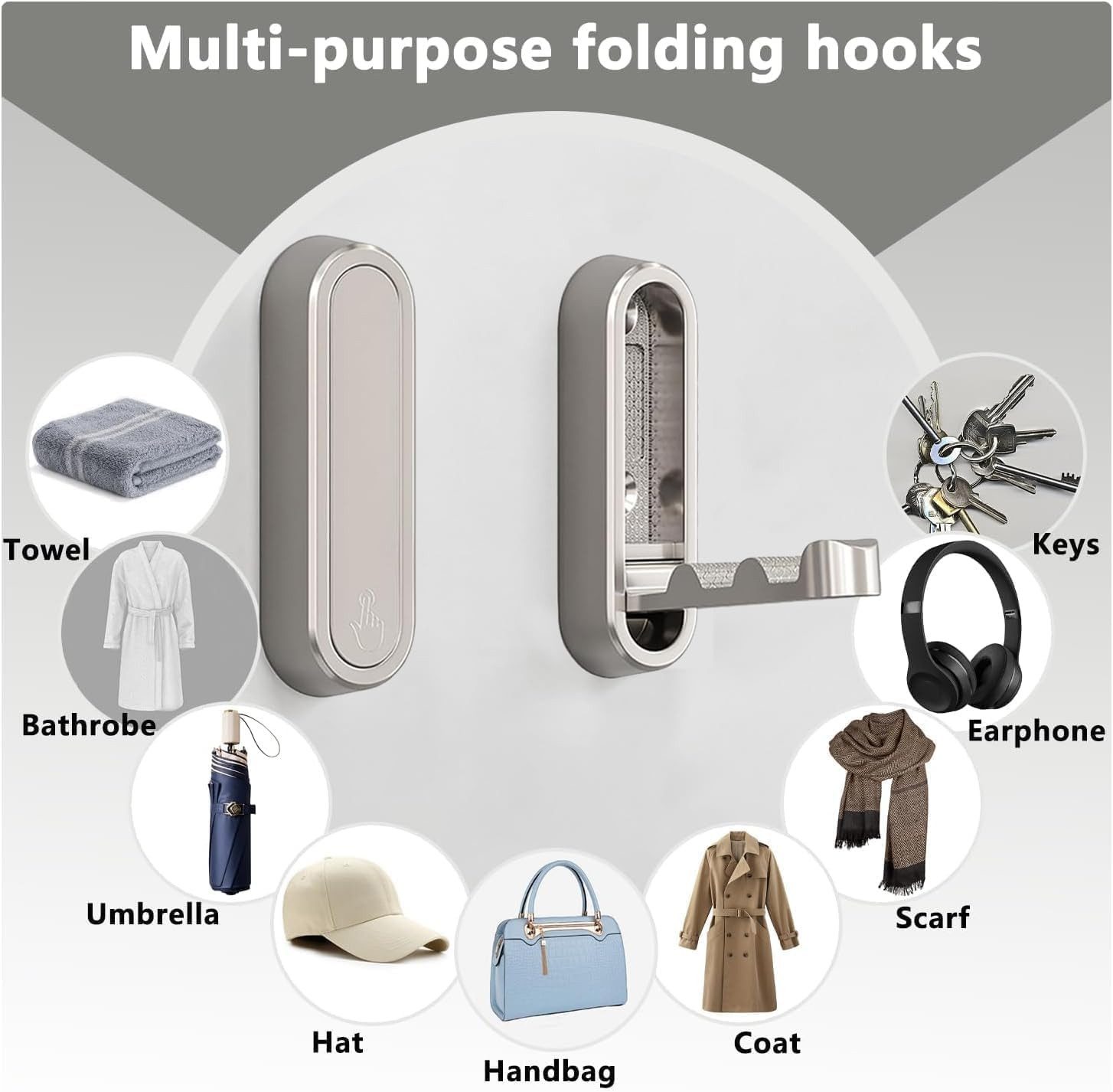 BlingBin Klapphaken 4 Stück Hakenleiste (Wandgarderobe), stabile, Schlafzimmer, Badezimmer, Kleiderschrank, Wohnzimmer, (4er Set, 4-St., 7,2 × 2,3 × 1,2 cm), Kleiderhaken für Schlafzimmer, Badezimmer, Küche und Wohnzimmer