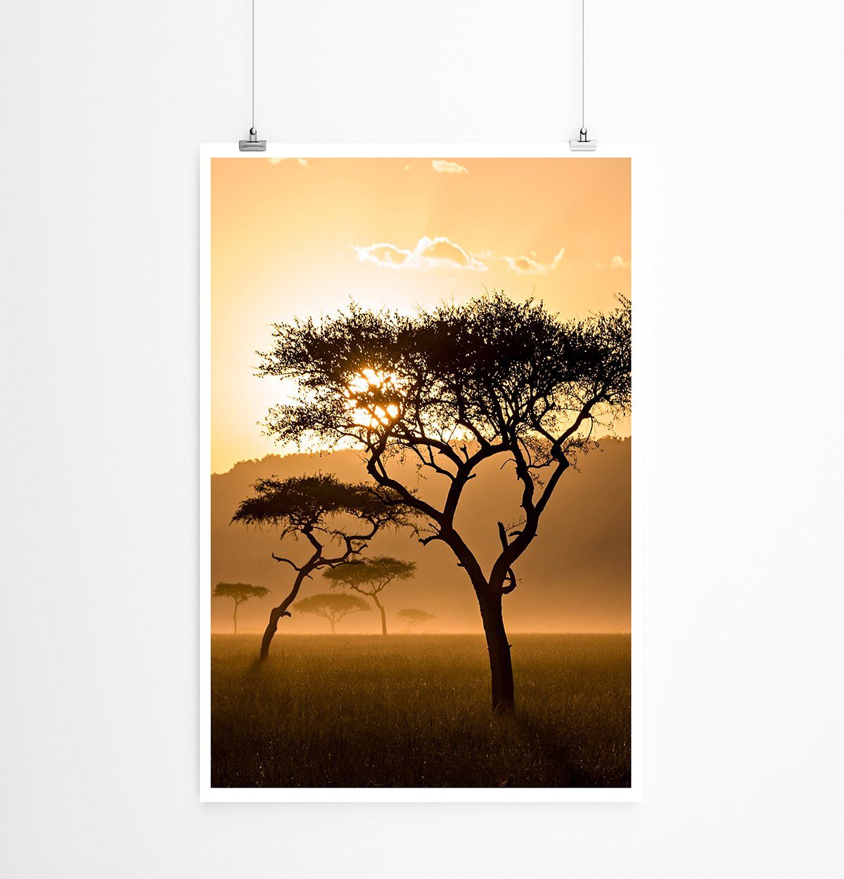 Sinus Art Poster 90x60cm Poster Sonnenaufgang in der Savanne Kenia