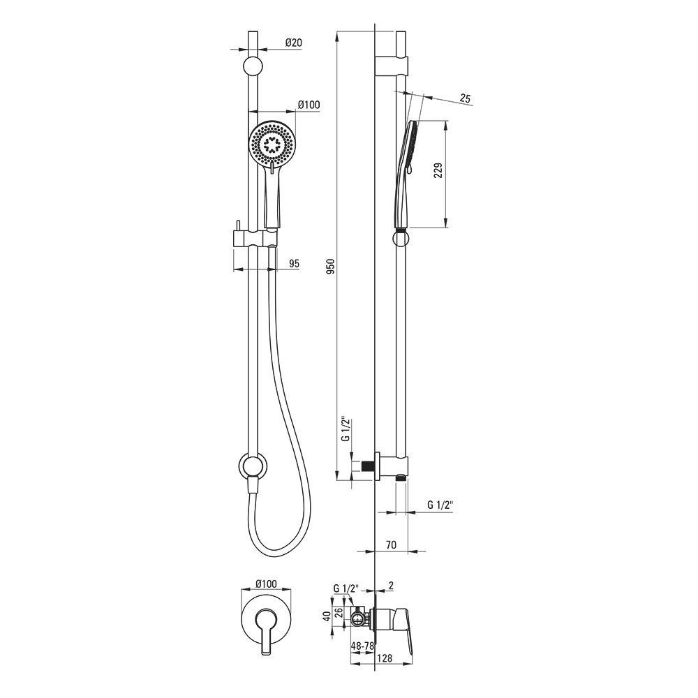 Lomadox Badarmatur DEANTE-30 Badezimmer Armaturen Set in titanium