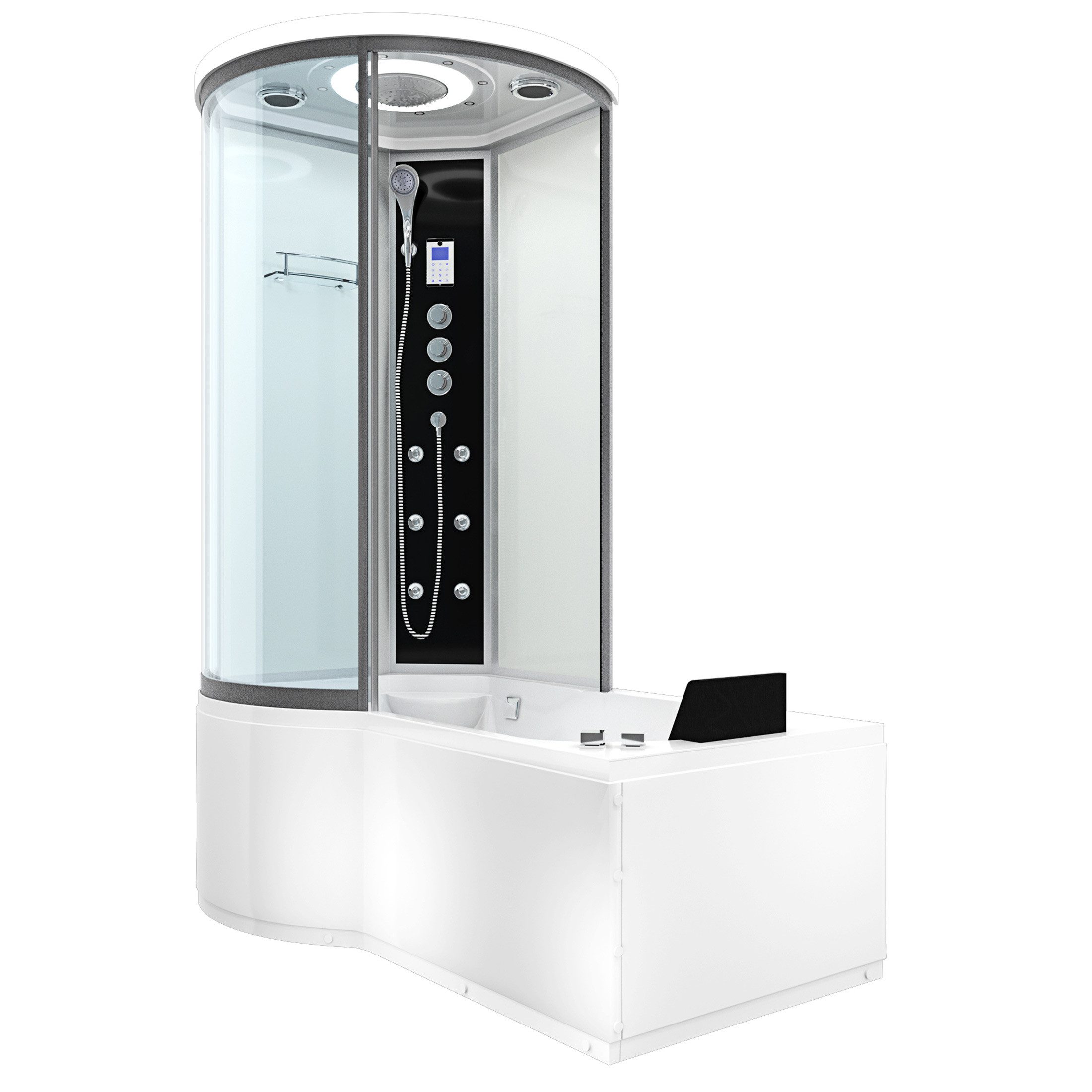 AcquaVapore Grossraumdusche Whirlpool Wanne Duschkabine ws K55-R03-WP-ALL 100x, Sicherheitsglas ESG, Integrierte Massagedüsen, Moderner Touchscreen, Thermostat-Steuerung