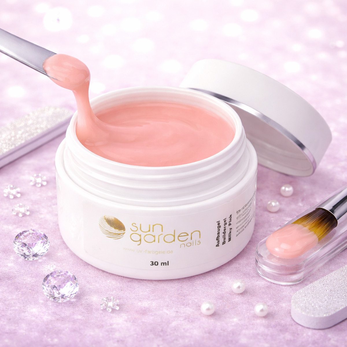 Sun Garden Nails UV-Gel 30 ml UV Aufbaugel - Milky Pink michiges rose Gel Make Up Gel, Deckt Unebenheiten auf dem Nagel ab