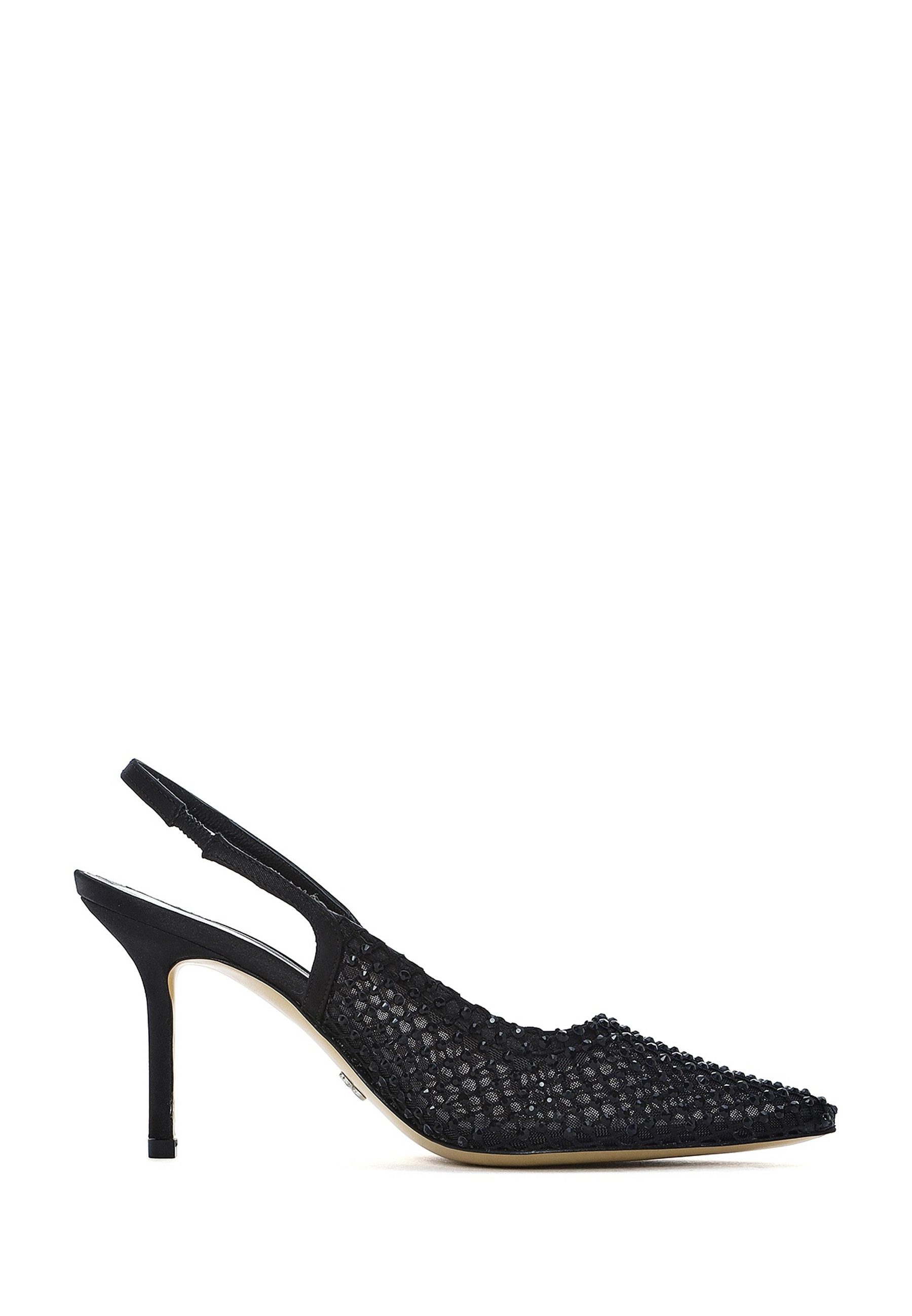 Derimod Slingback-Pumps aus Leder mit hohem Absatz mit Strass-Details Pumps Echtes Leder, Slingback-Verschluss, Strass-Detail, Stilettoabsatz