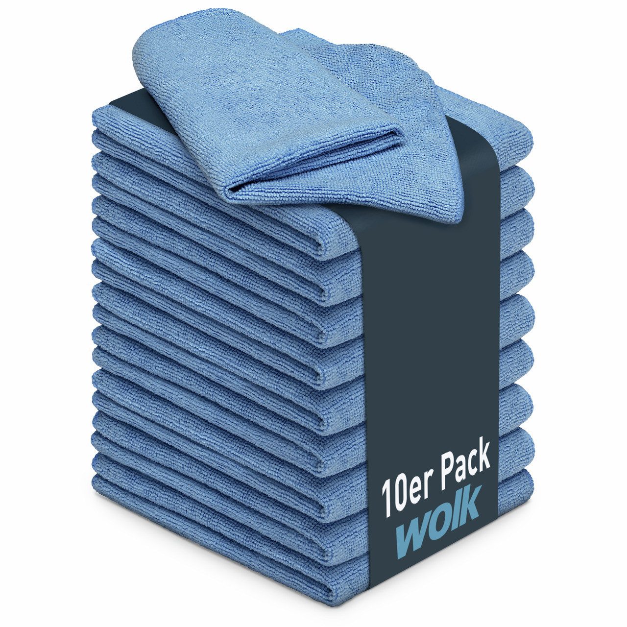 wolk Universaltuch (fusselfrei und frotteeartig) Mikrofasertuch (Polyester, 40x40 cm, 10er-Set, hygienisch auf 90° waschbar)