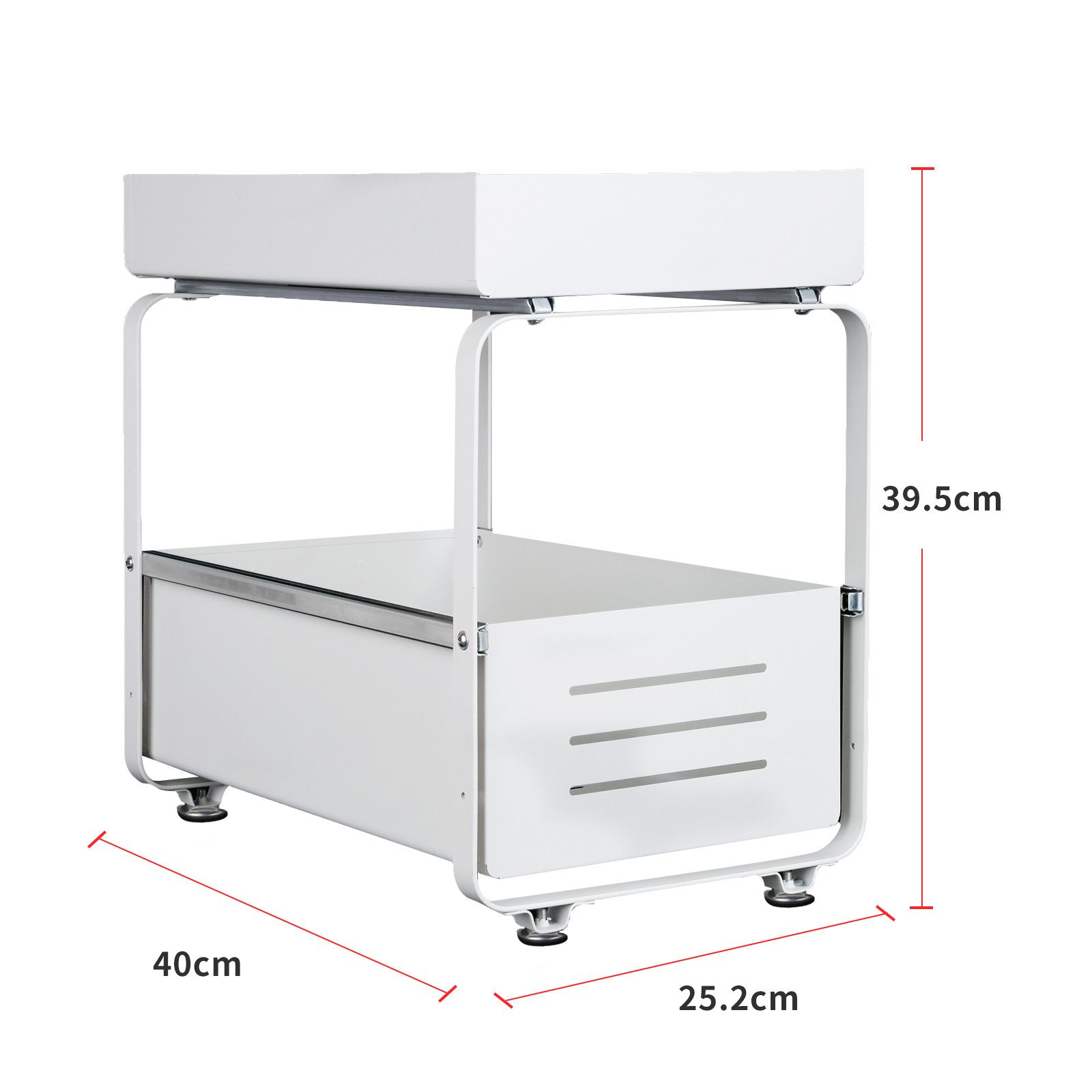 JEOBEST Küchenregal Küchenregal Regal mit 2 Korb-Auszügen, Spülschrank Organizer