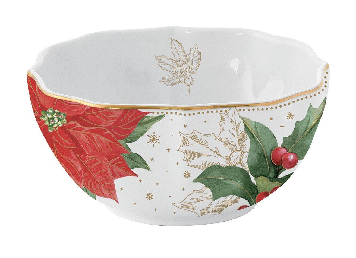 EasyLife Dessertschale Poinsetta & Berries, Porzellan, Mehrfarbig D:12cm Porzellan