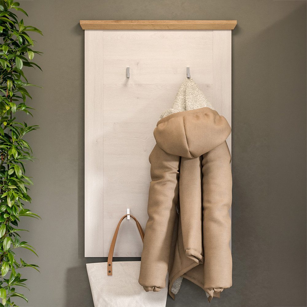 Lomadox Garderobenpaneel VISOKO-158, 68 cm breit, Lärche & Eiche, Landhaus-Stil