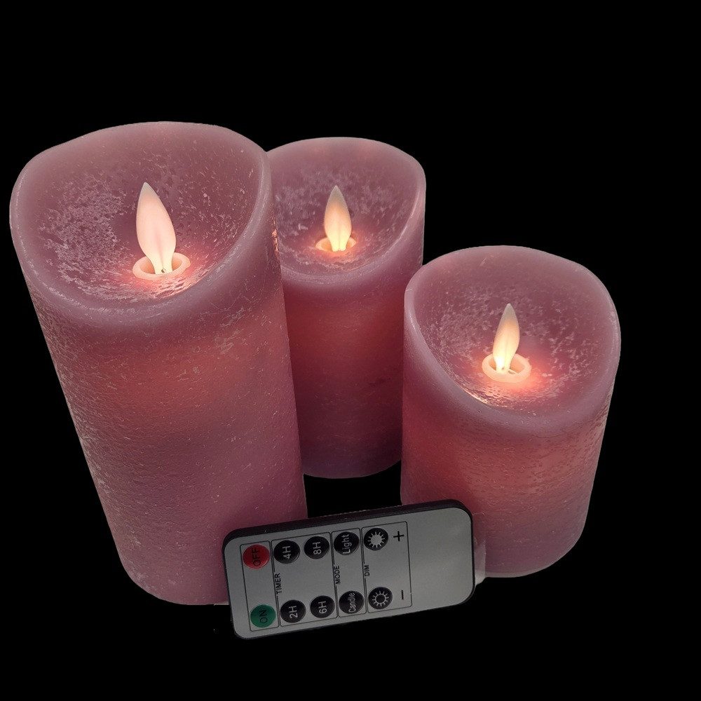 BY PEHA LED-Kerze MB-20184 3er LED Echtwachskerzen lavendel FB Timer Dimmer günstig online kaufen