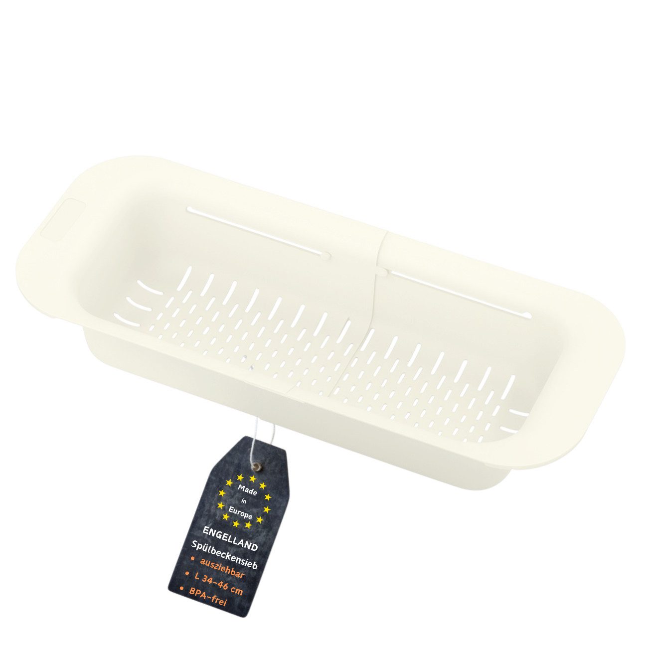 Engelland Küchensieb Ausziehbares Abtropfsieb für Spülbecken, Kunststoff, (Vorteils-Set, 1-St., lebensmittelecht), BPA-frei, flexibler Abtropfkorb, Nudelsieb, Seiher, robust, universell