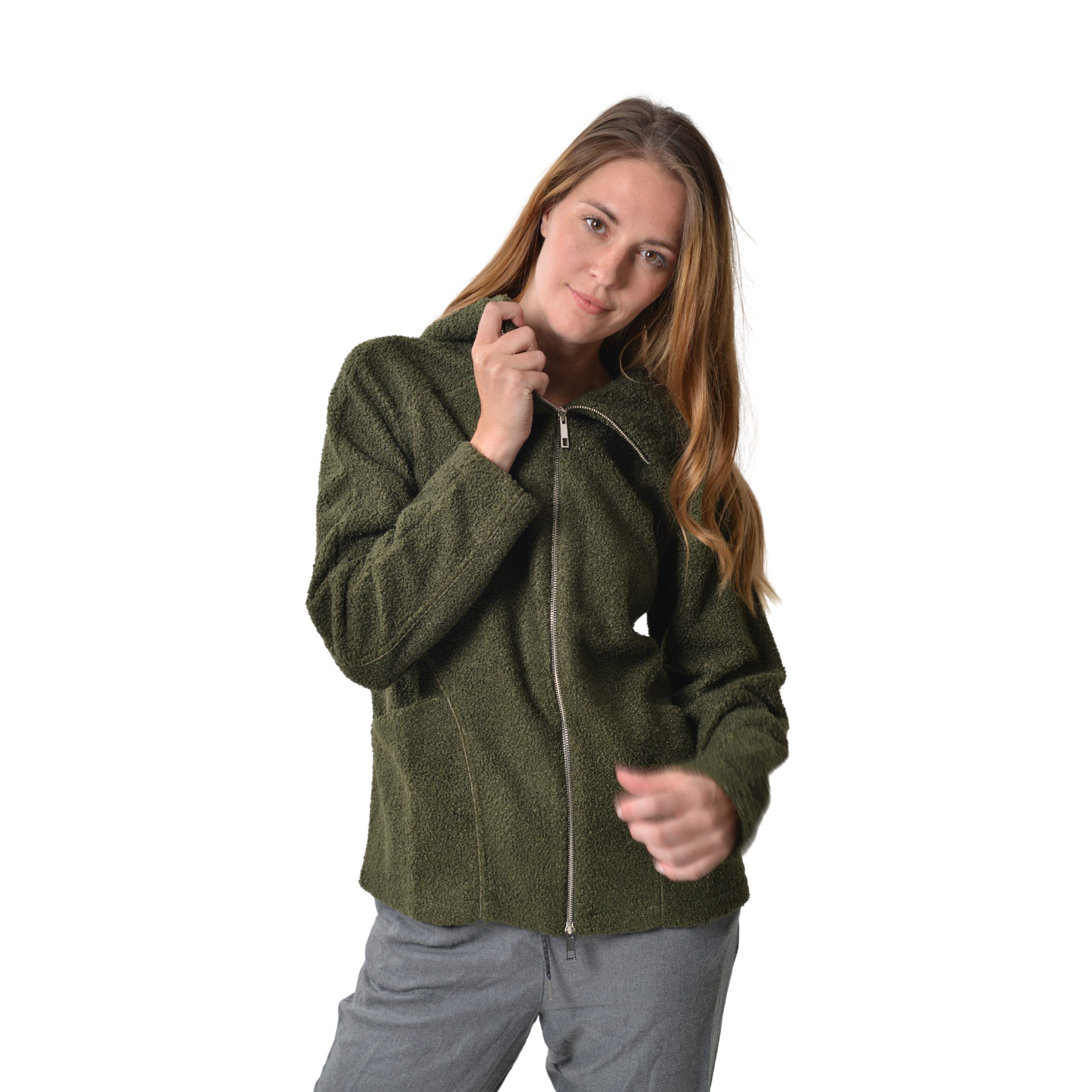 M-Diamant Sweatjacke Unisex Teddy Fleecejacke mit Kapuze Winterjacke Übergangsjacke kuschelig durch weiches Teddy-Fleece – Bild 2 von 5