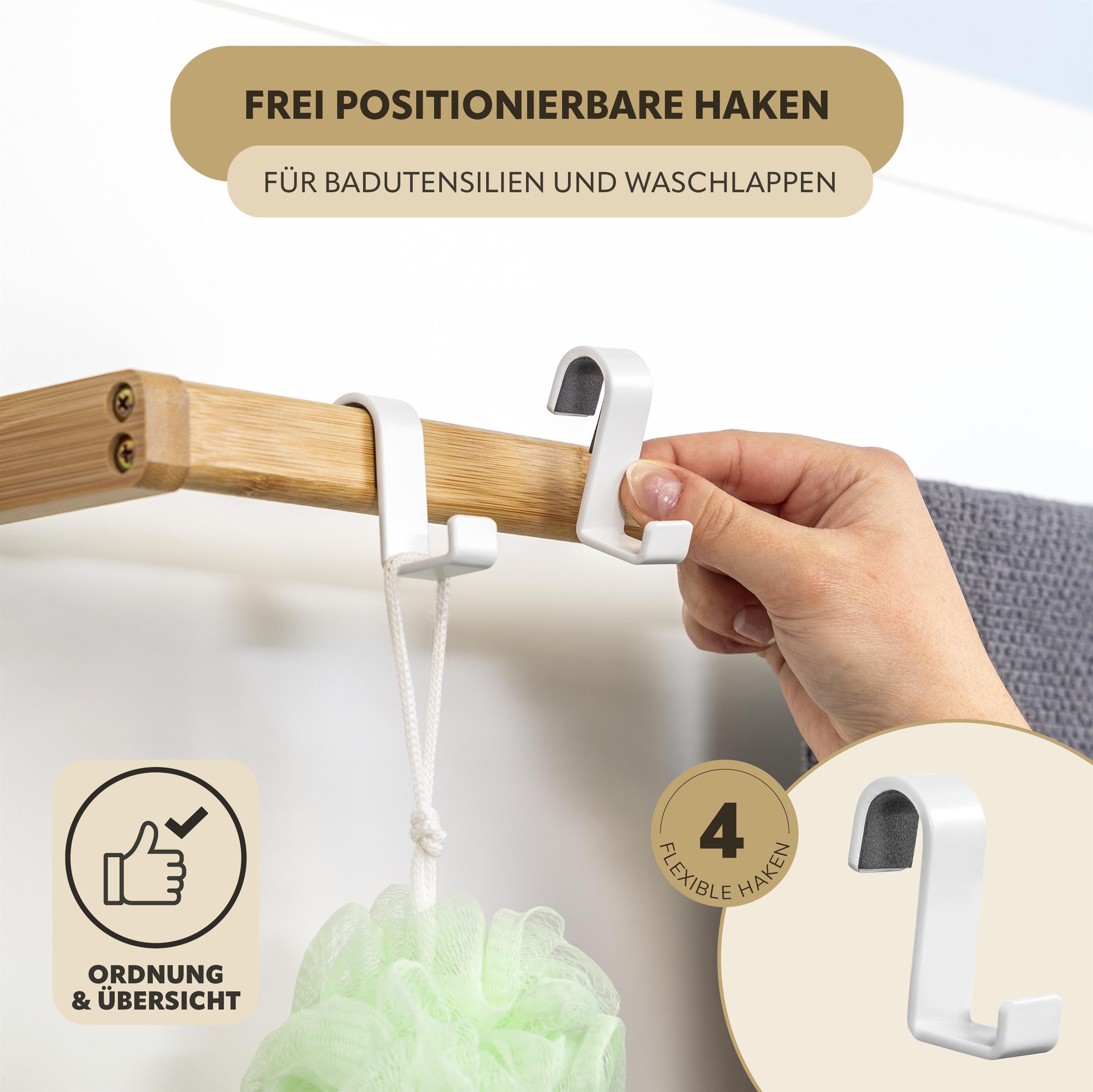 eluno Türregal aus Metall und Bambus, 2 Handtuchstangen, 4 Haken – Bild 4 von 5