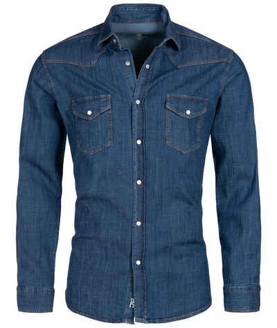 Rock Creek Jeanshemd Herren Jeanshemd Dunkelblau H-199