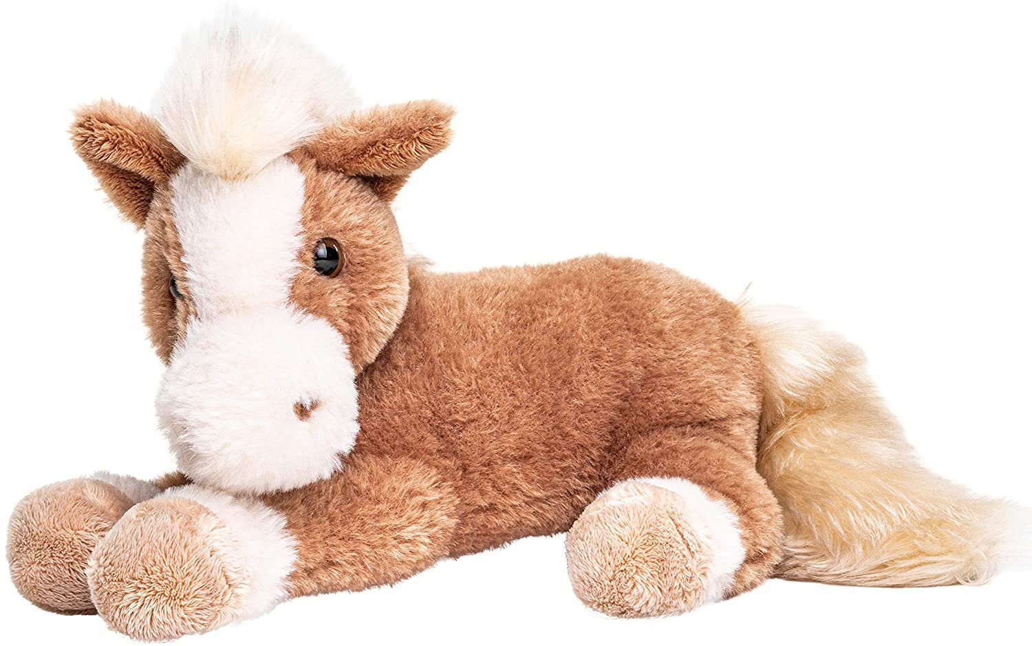 Uni-Toys Kuscheltier Pferd, liegend - hellbraun o. dunkelbraun - 28 cm - Plüsch, Plüschtier, zu 100 % recyceltes Füllmaterial
