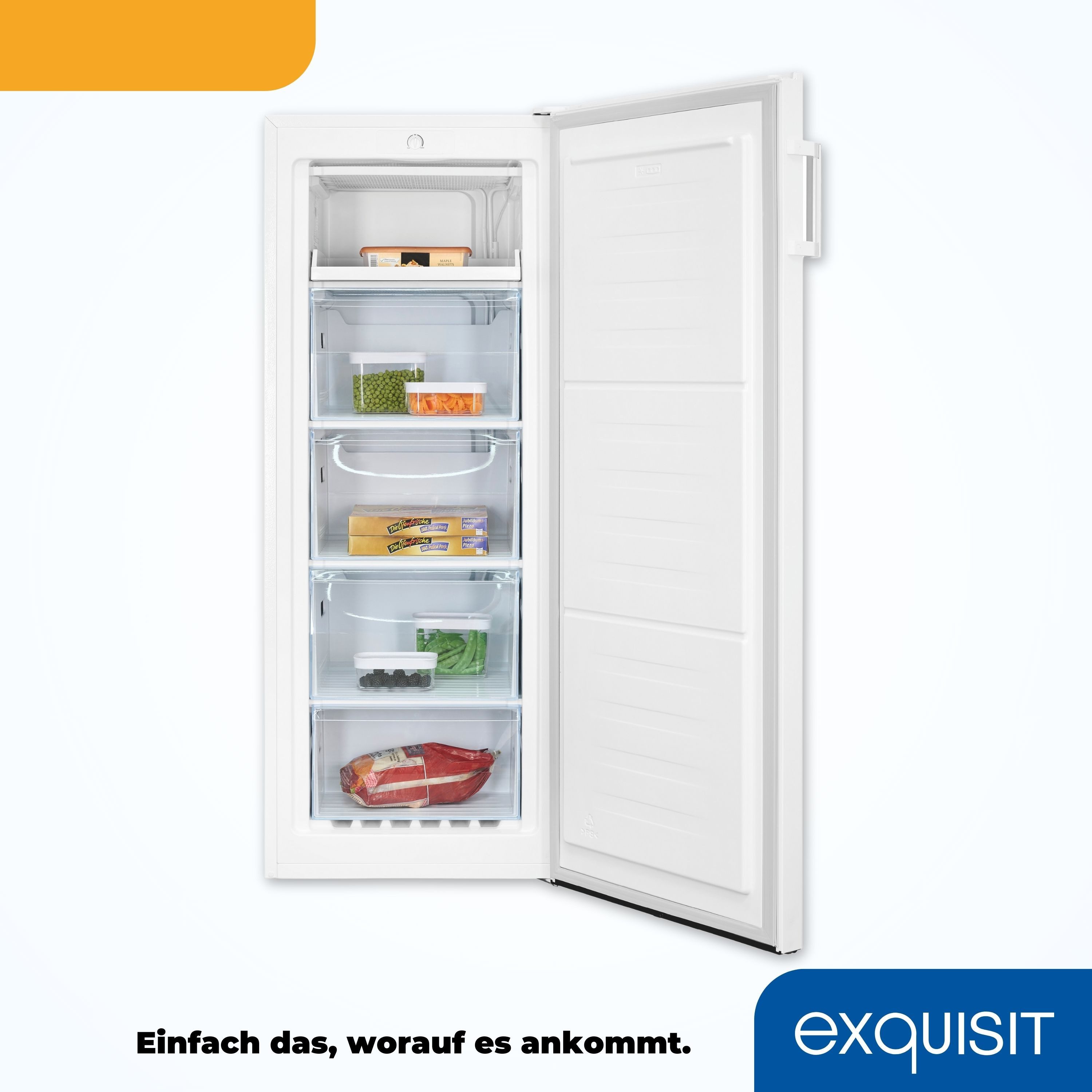 exquisit Gefrierschrank GS230-H-010E, 143,4 cm hoch, 55 cm breit, 4*-Gefrierschrank mit praktischem Griff – leicht & bequem zu öffnen – Bild 5 von 5
