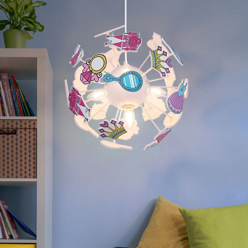 Farbwechsel, Warmweiß, Kinder Lampe Fernbedienung Mädchen LED Leuchte Hänge etc-shop Dimmbar im Set Kugel inklusive, Pendelleuchte, Leuchtmittel