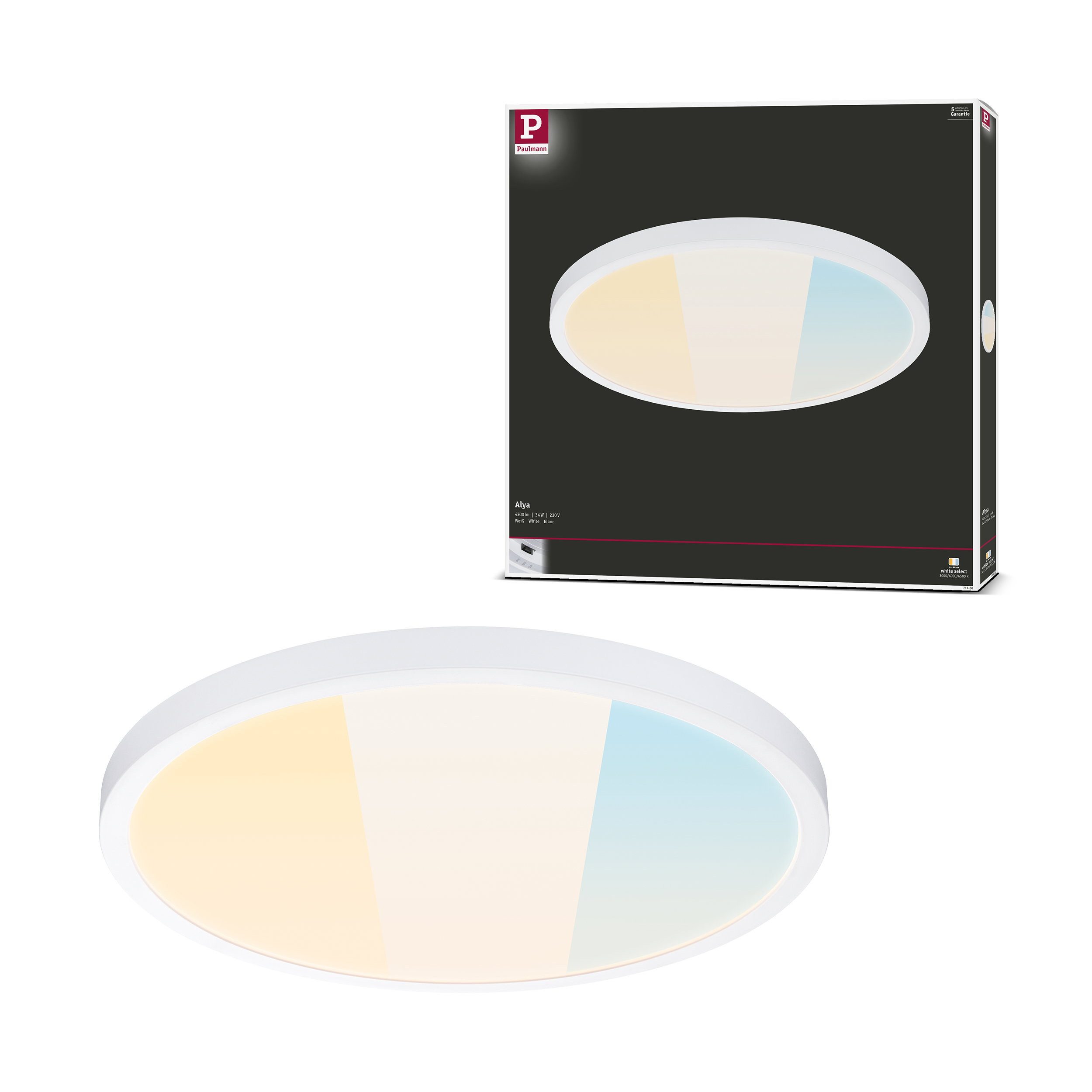 Paulmann LED Panel LED Panel Alya rund 400 mm 35W 3400lm White Select Weiß