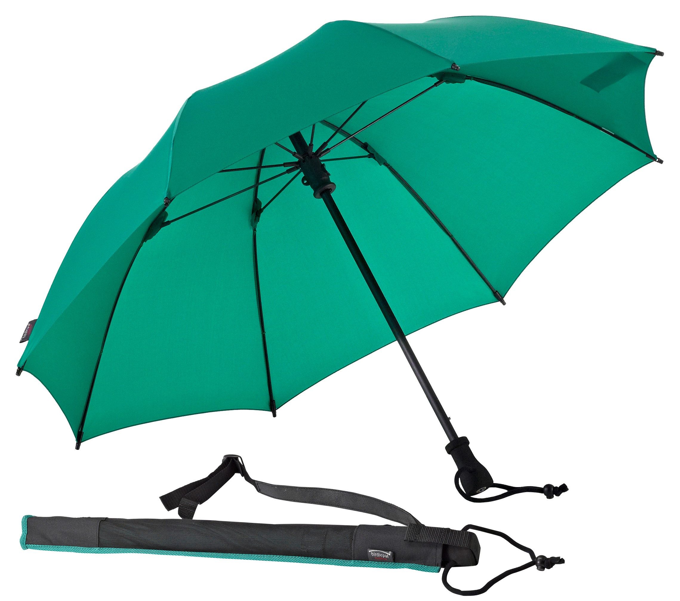 EuroSCHIRM® Stockregenschirm birdiepal® outdoor, mit Schultertragegurt an der Hülle und Kompass am Griff, extrem stabil