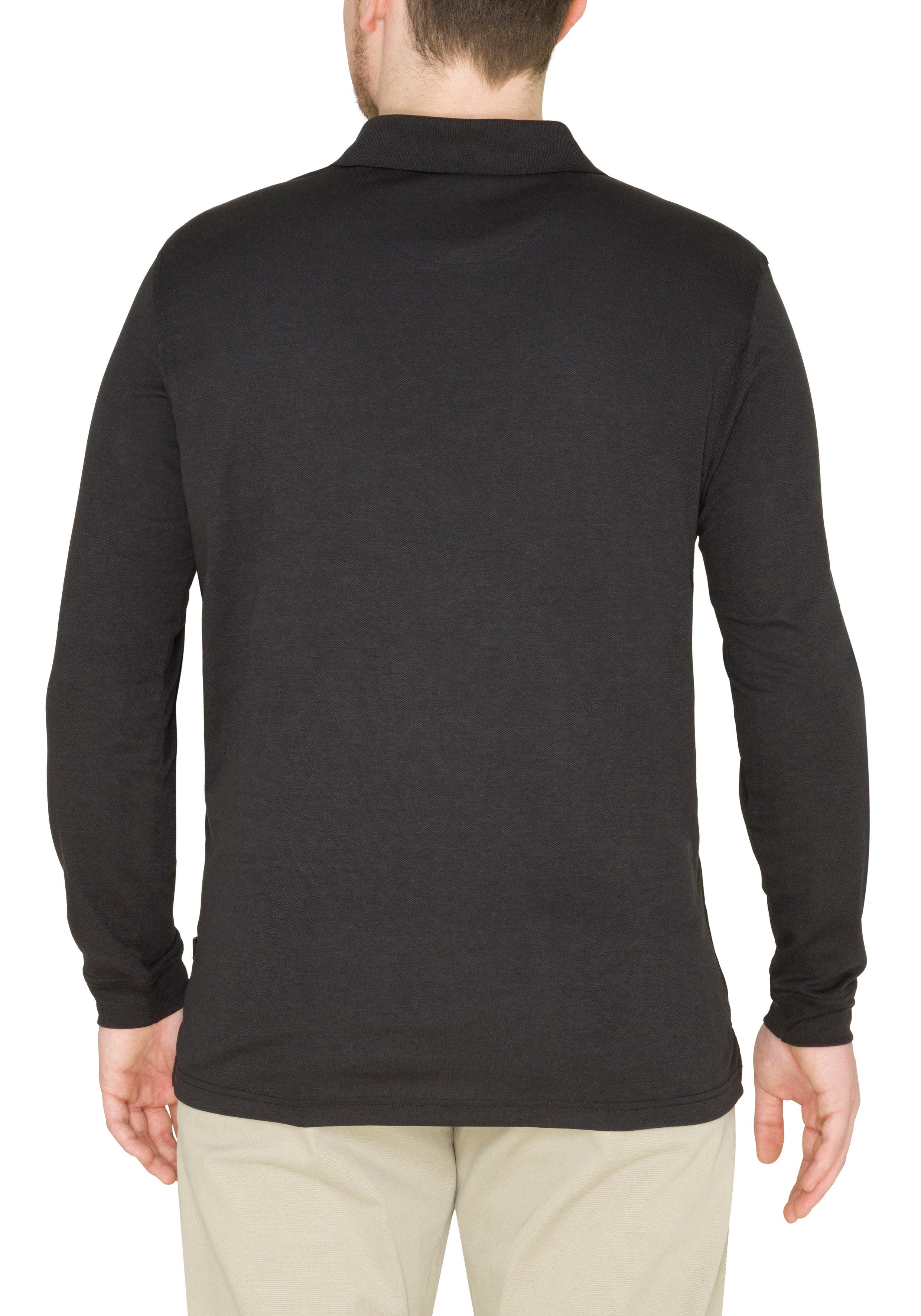 Hajo Langarm-Poloshirt Softknit-Poloshirt in Minimaldessin günstig online kaufen