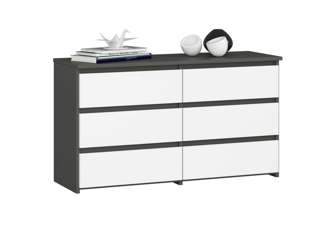Raumhirsch Furniture Kommode Elegante Kommode in graphitgrau - Praktisches Sideboard - 6 Schubladen, (viele Farbvarianten - Maße: 100 x 57 x 35 cm) - Hochwertig & stabil