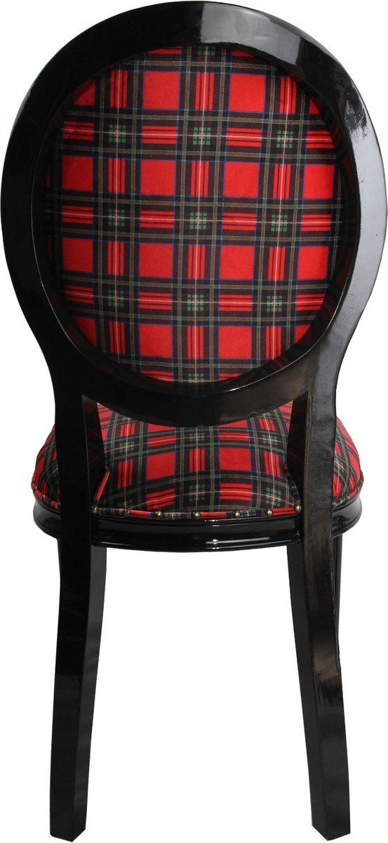 Esszimmer - Edition Padrino Limited Luxus Stuhl Schwarz Esszimmerstuhl Barock Schottland Designer / Armlehnen Karo Stuhl - Casa Man ohne