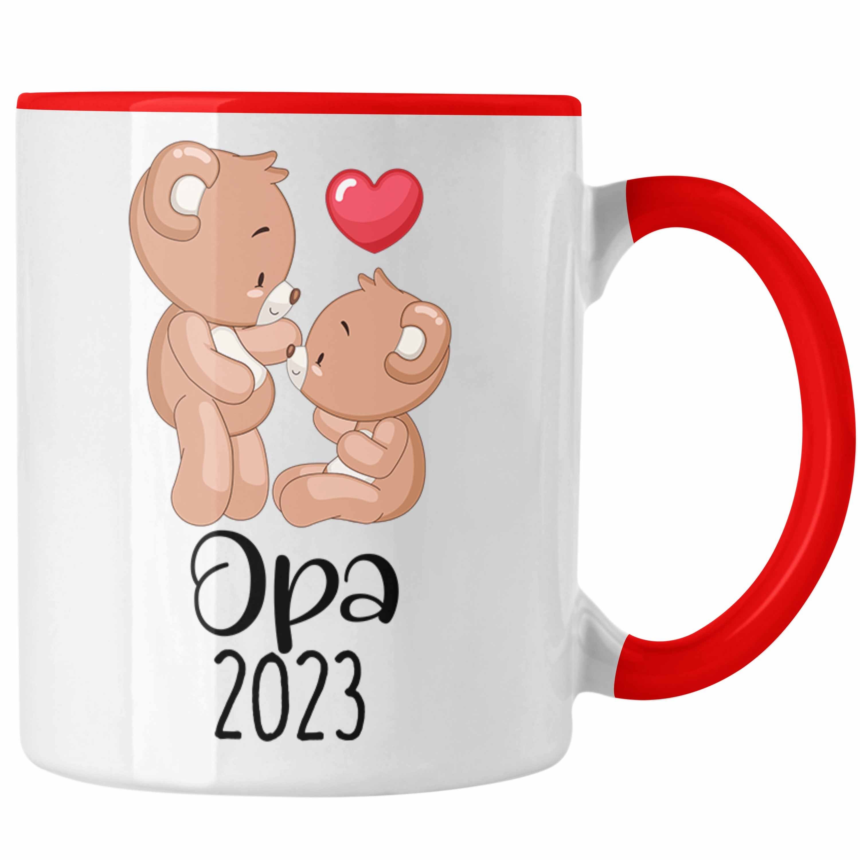 2023 Trendation Trendation Wirst Tasse Schwangerschaft - Opa Geschenk Du Tasse Rot