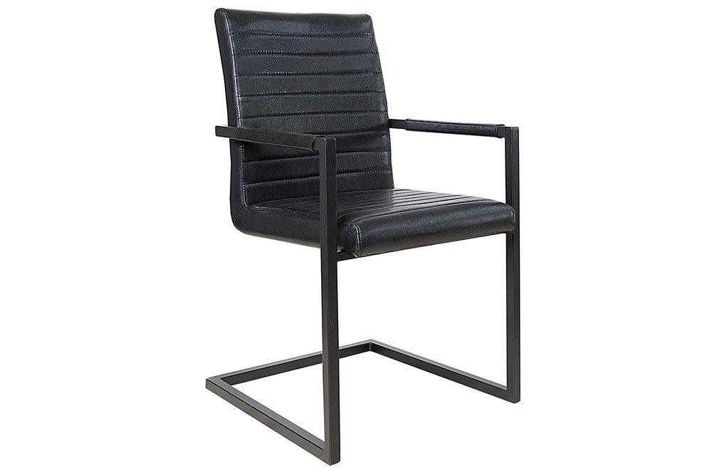 riess-ambiente Freischwinger LOFT antik schwarz / schwarz (Einzelartikel, 1 St), Esszimmer · Kunstleder · Metall · mit Armlehne · Industrial – Bild 5 von 5