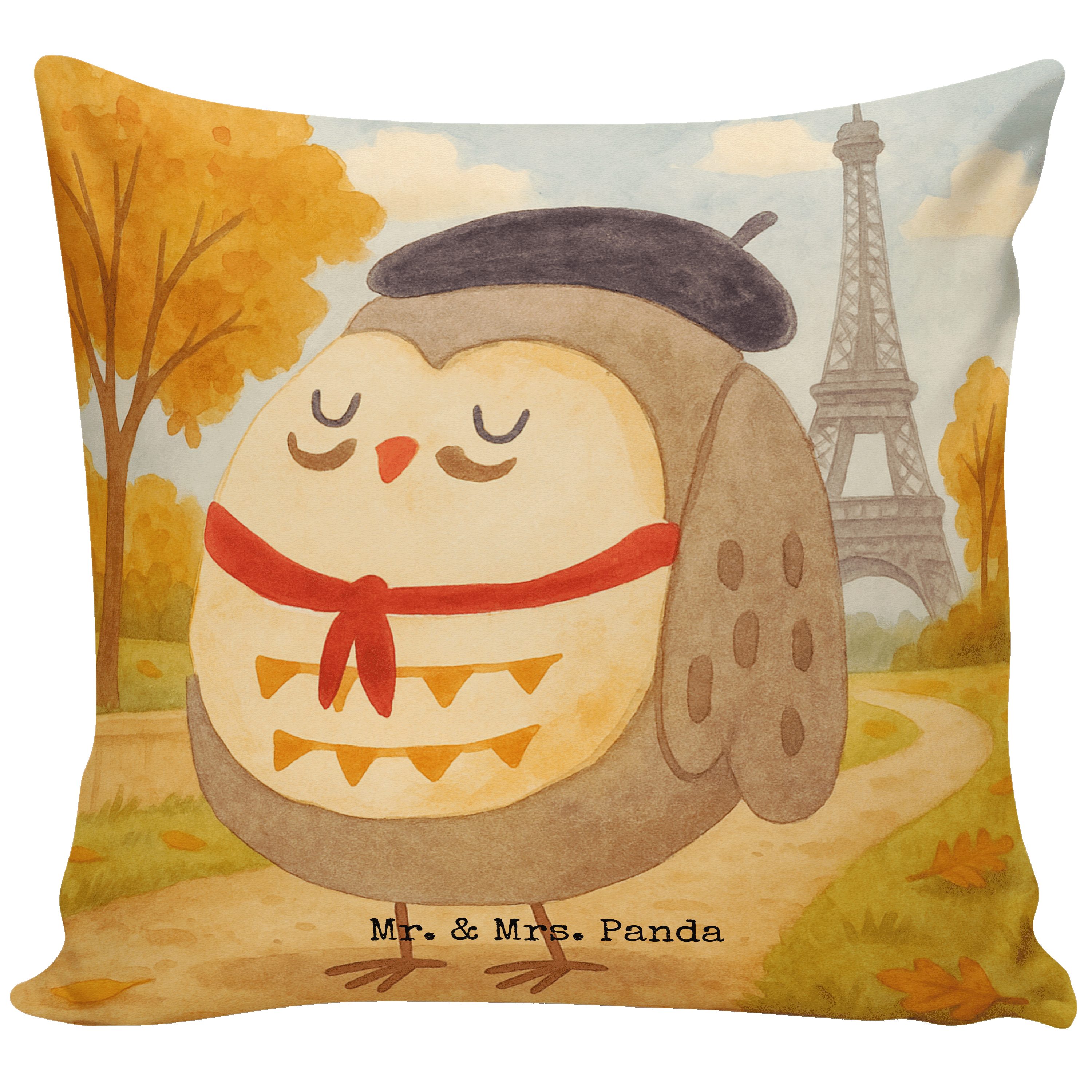 Mr. & Mrs. Panda Dekokissen Eule Frankreich Design, Deko Kissen, Weiß, kissen für sofa, kuschelki, Sofakissen Motivkissen Genießer