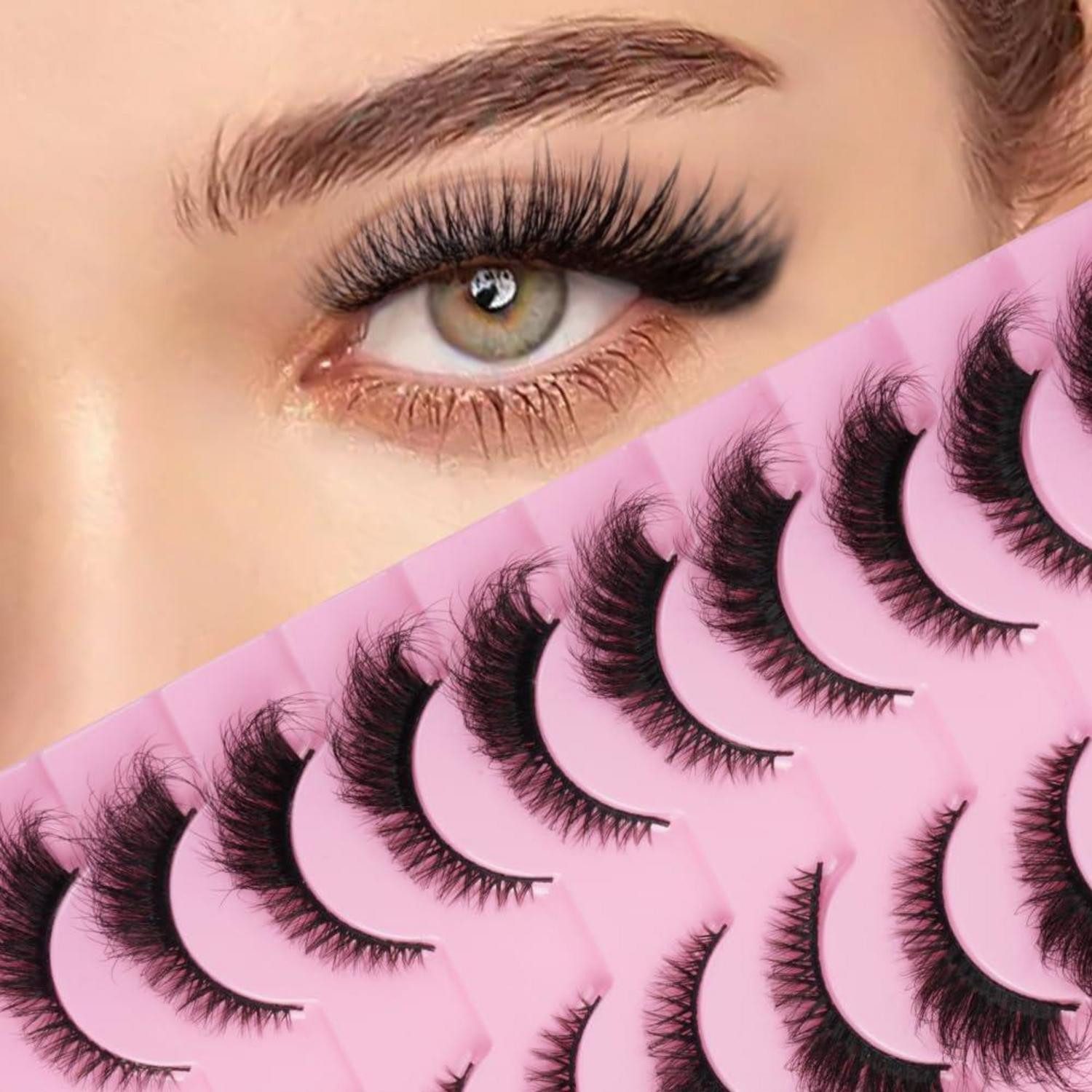 LuxusKollektion Bandwimpern Fake Wimpern Cat Eye 10 Paar Flauschig
