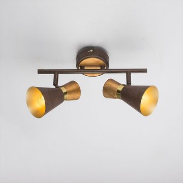 etc-shop LED Deckenspot, Leuchtmittel inklusive, Warmweiß, Decken Leuchte Spot schwenkbar Lampe Holz rost gold-