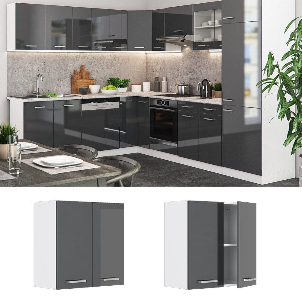 Vicco Hängeschrank R-Line, Anthrazit Hochglanz/Weiß, 60 cm (1-St)