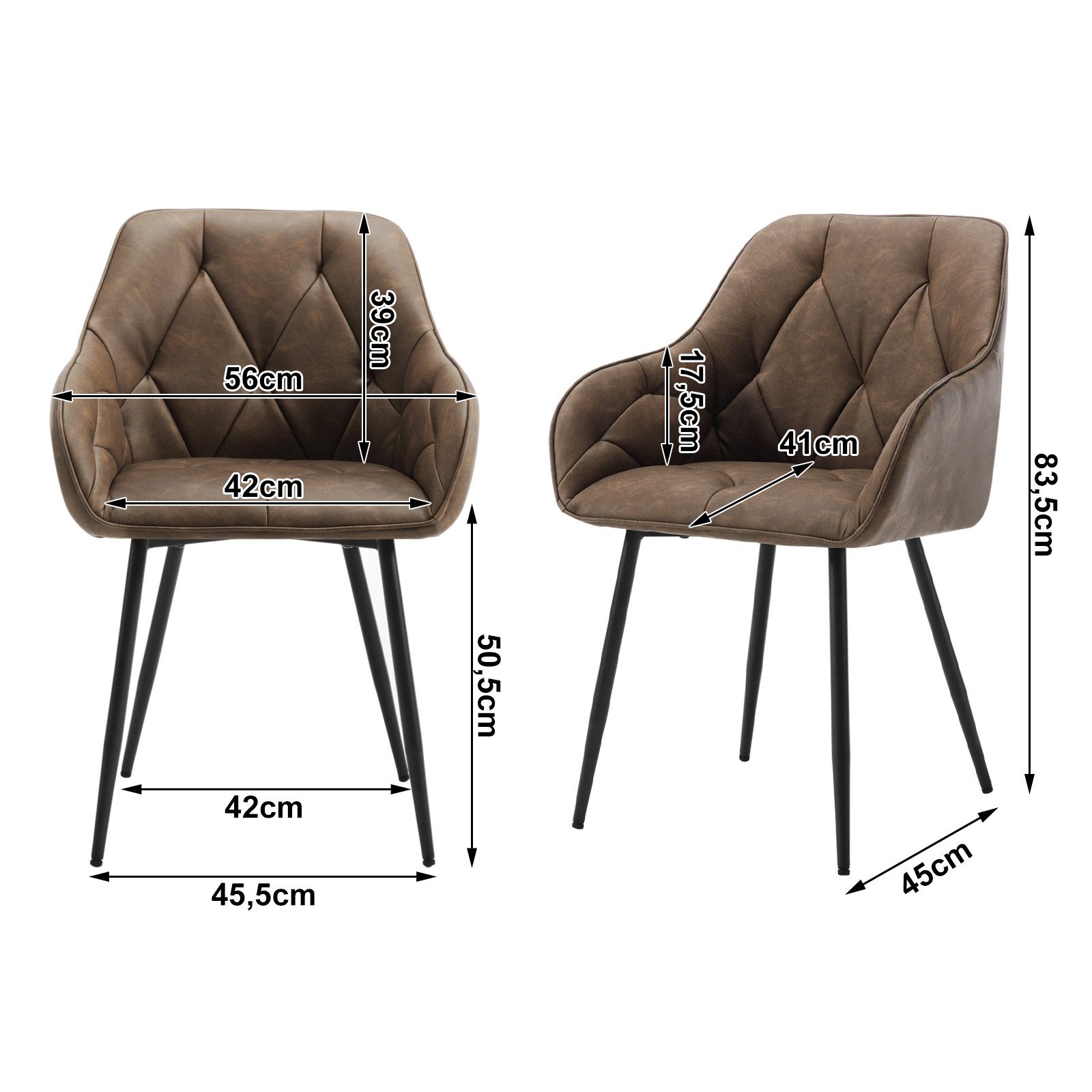 Woltu 4-Fußstuhl (Set, 6 St), Esszimmerstühle ergonomischer aus Kunstleder
