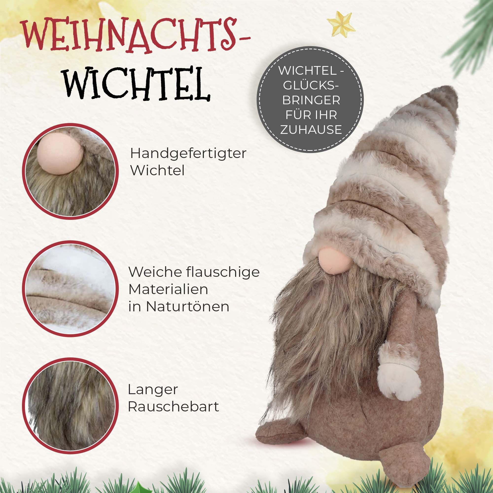 Christmas Paradise Weihnachtsfigur Weihnachtsdeko Weihnachtswichtel Wichtel (Tomte, 45 cm, aus Kunstfaser), mit wunderschöner Fellimitat Mütze
