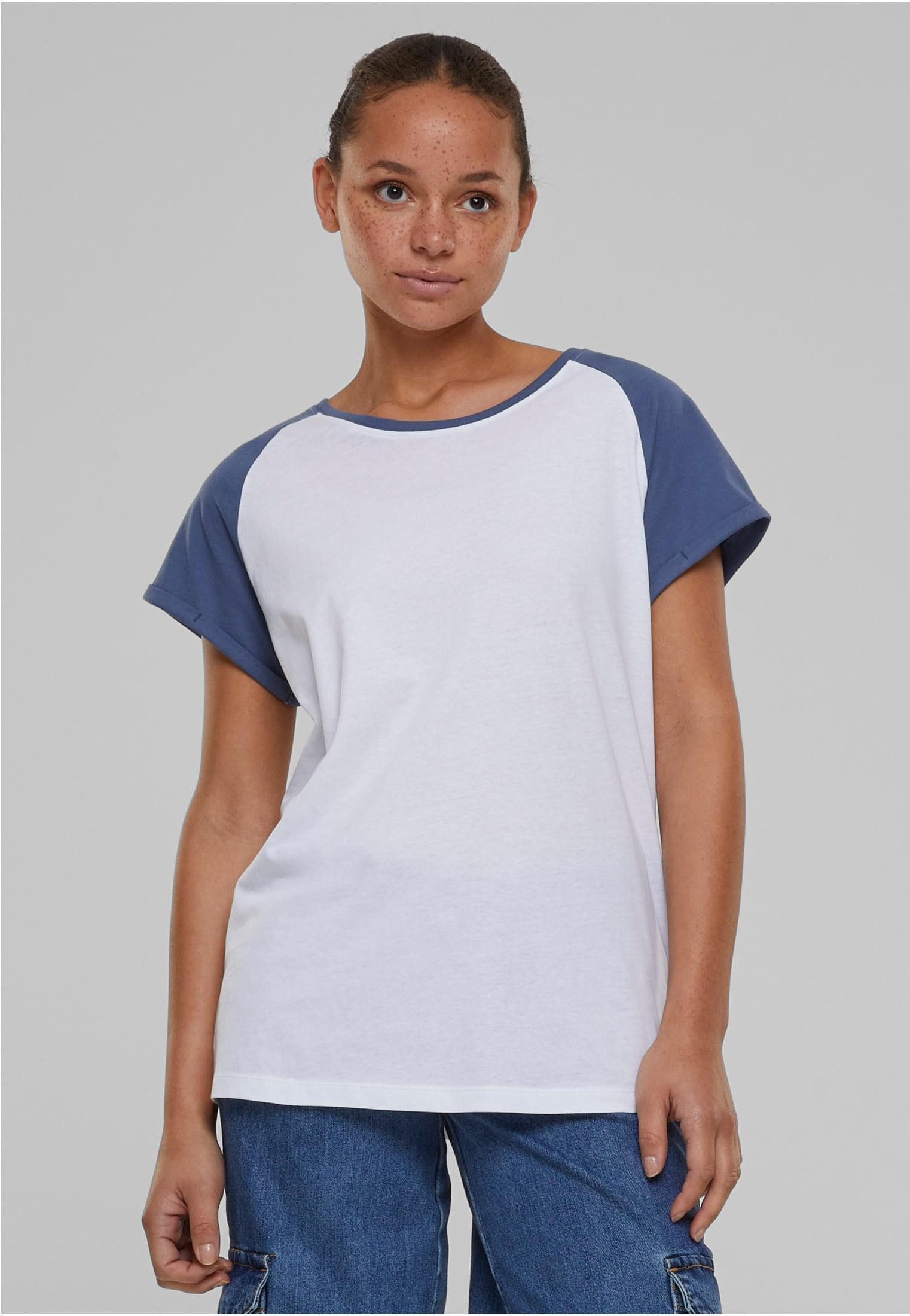 URBAN CLASSICS Rundhalsshirt Ladies Contrast Raglan Tee