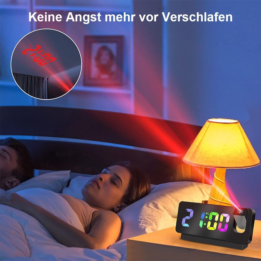 Schlafzimmer-Projektionswecker, Projektionswecker MOUTEN RGB-Farbwechseluhr