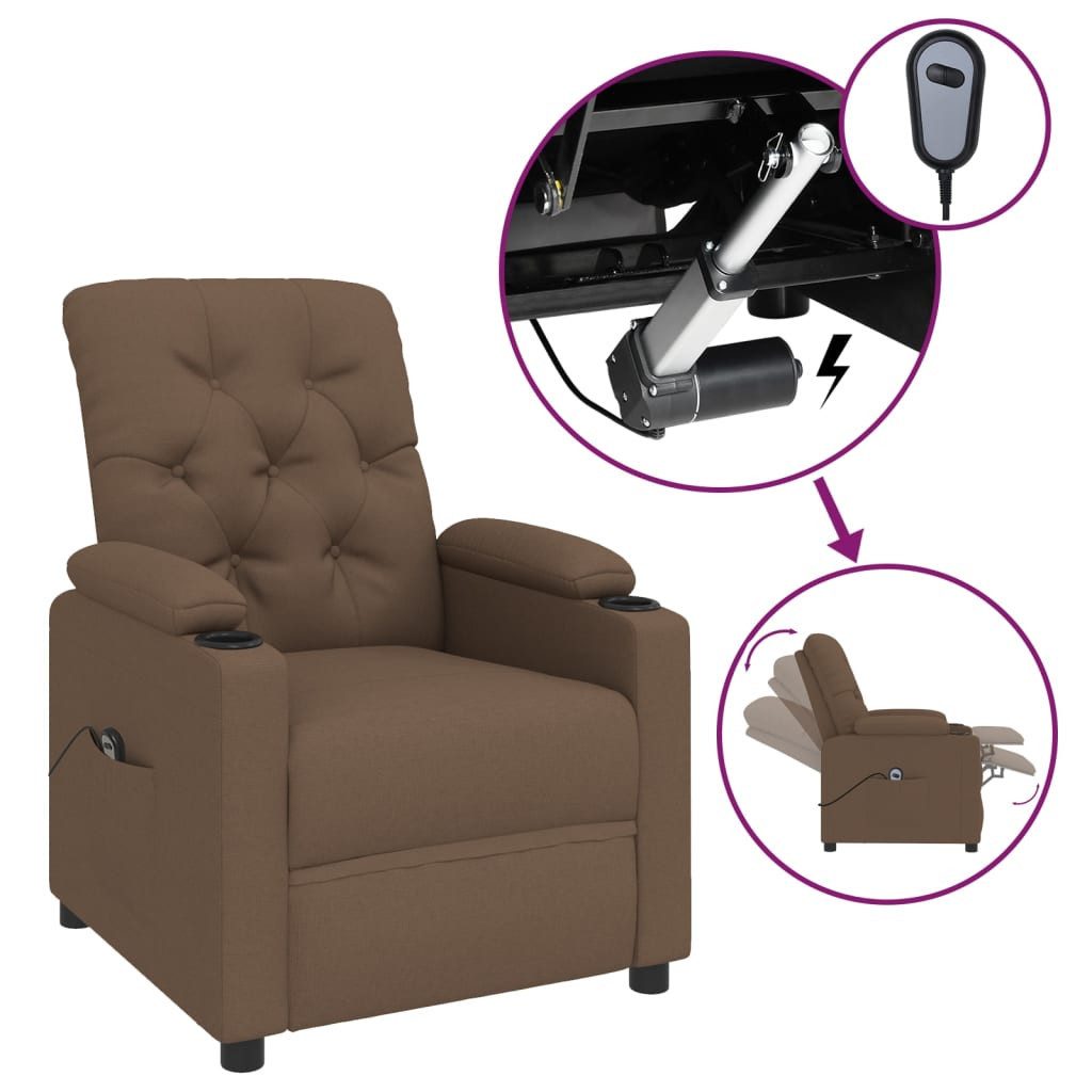 vidaXL Sessel Relaxsessel Elektrisch Braun Stoff günstig online kaufen