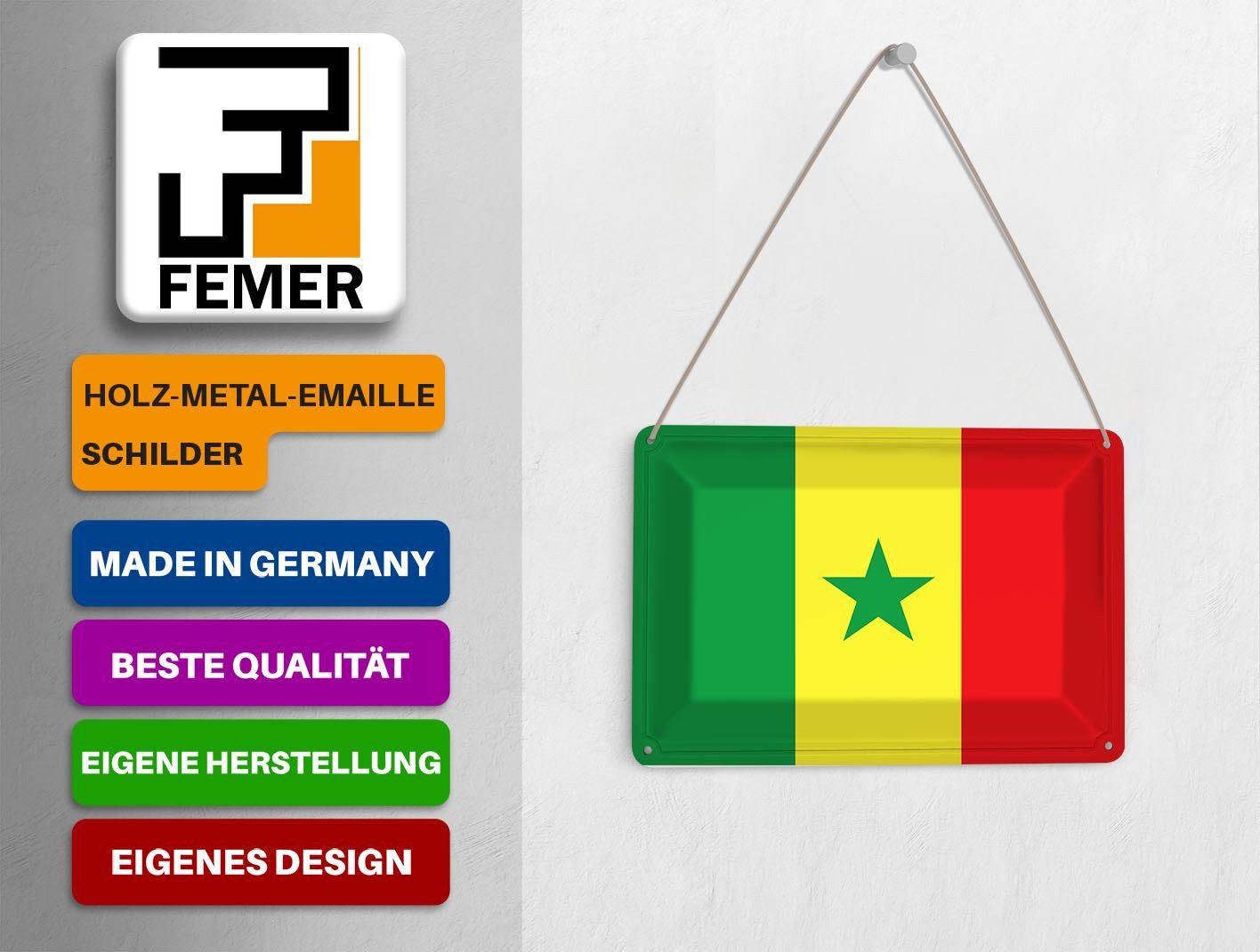 Femer GmbH Postkarte Flagge Senegal 14x10 cm Flag of Senegal, unfrankiert